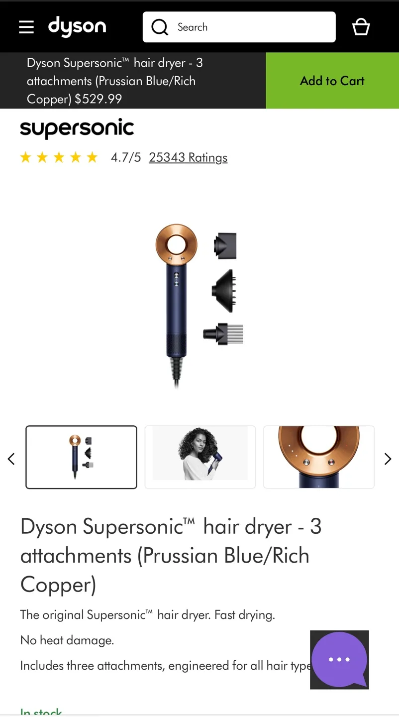 Dyson Supersonic Hair Dryer (Prussian Blue/Copper) image indicator(2)