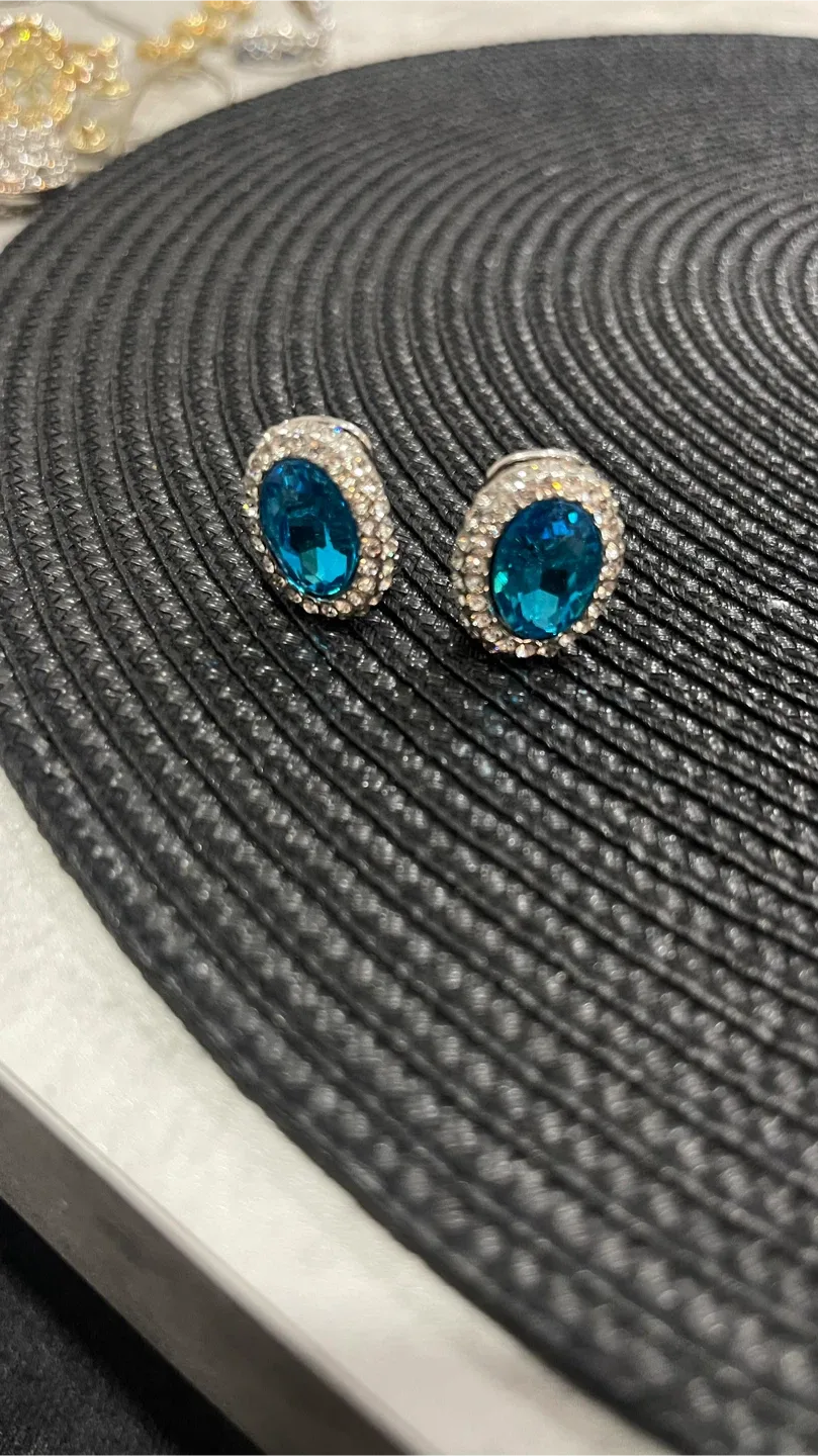 Blue Gem Earrings