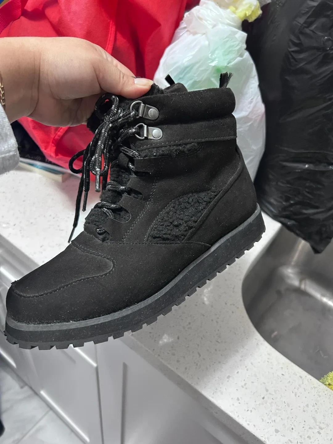 Old Navy Black Winter Boots, Size 8 image indicator(3)