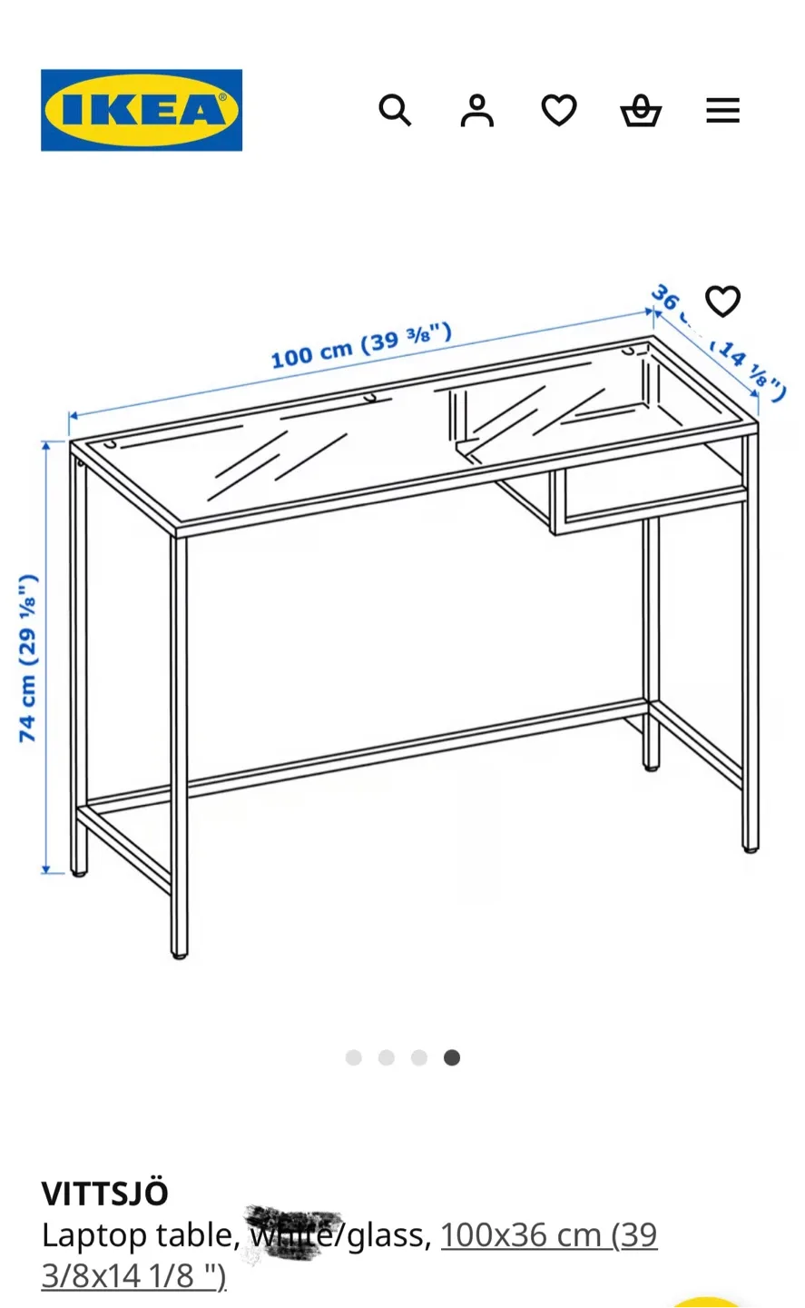 IKEA VITTSJO computer table - glass top, black