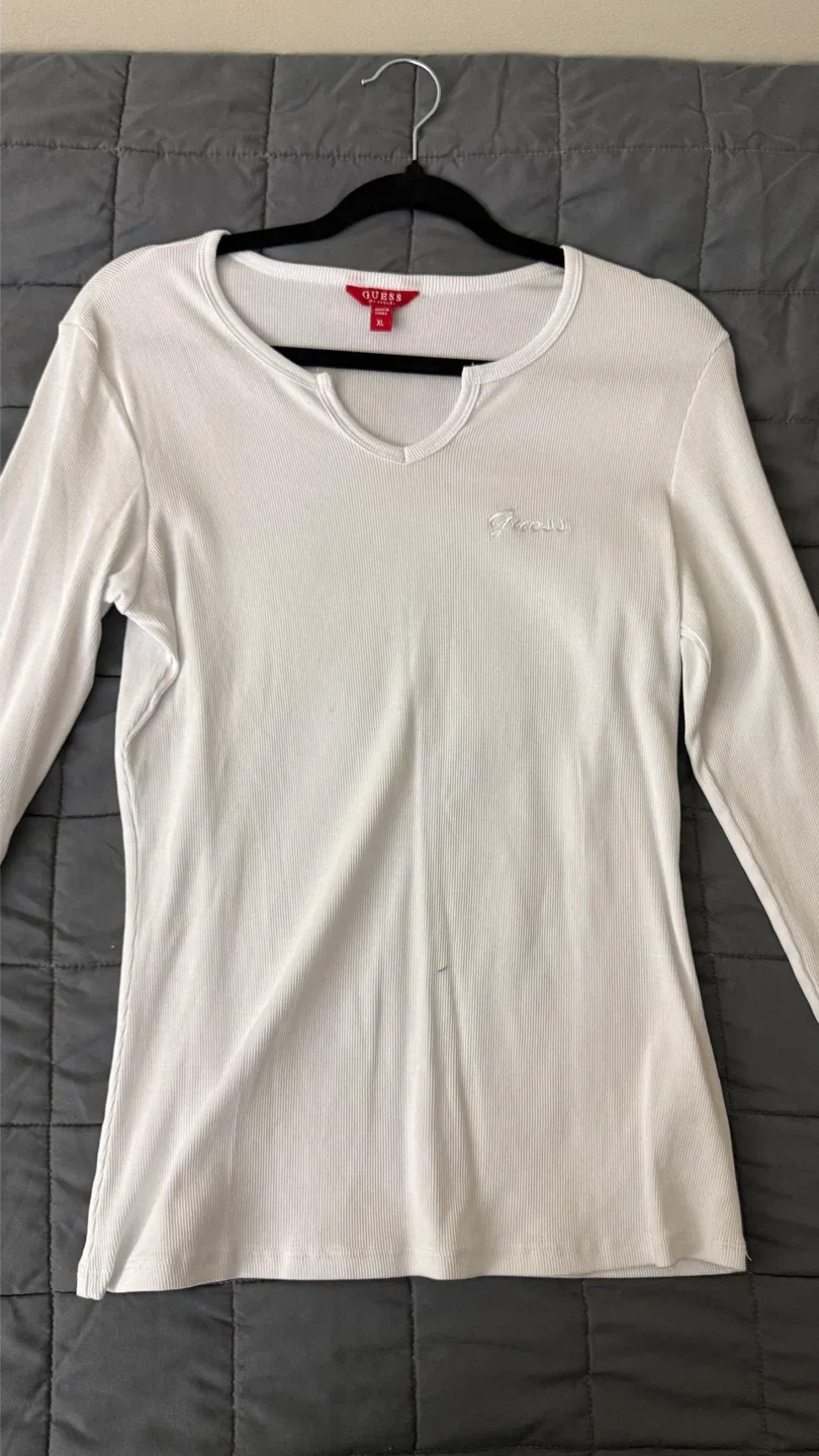 Guess White Long Sleeve Top