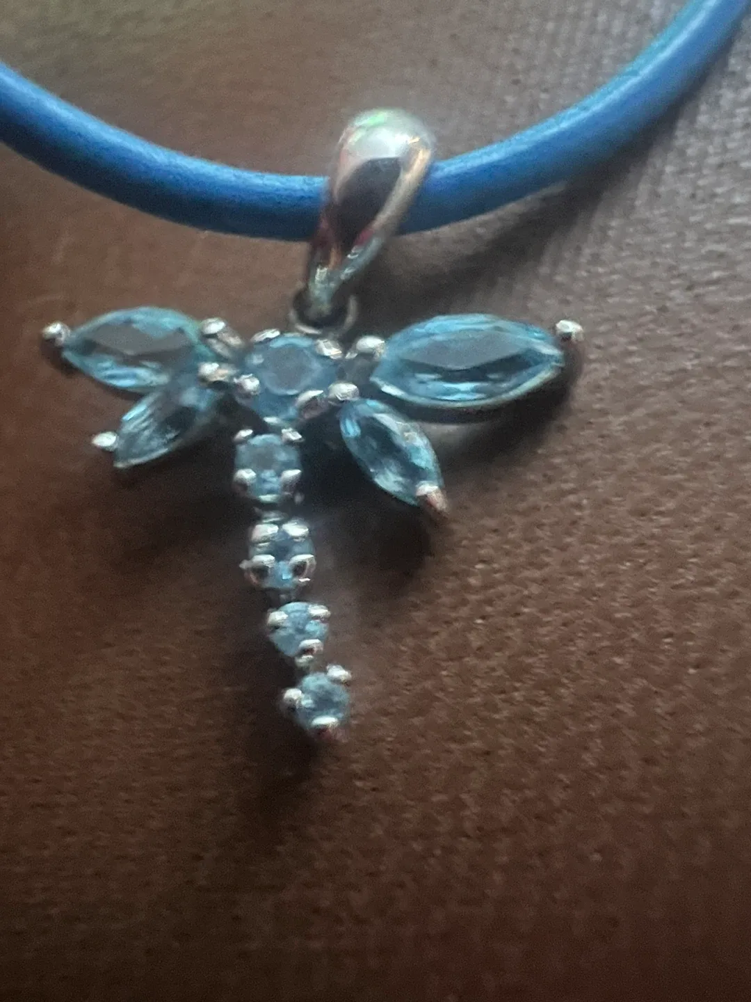 10K Dragonfly Pendant with Blue Stones