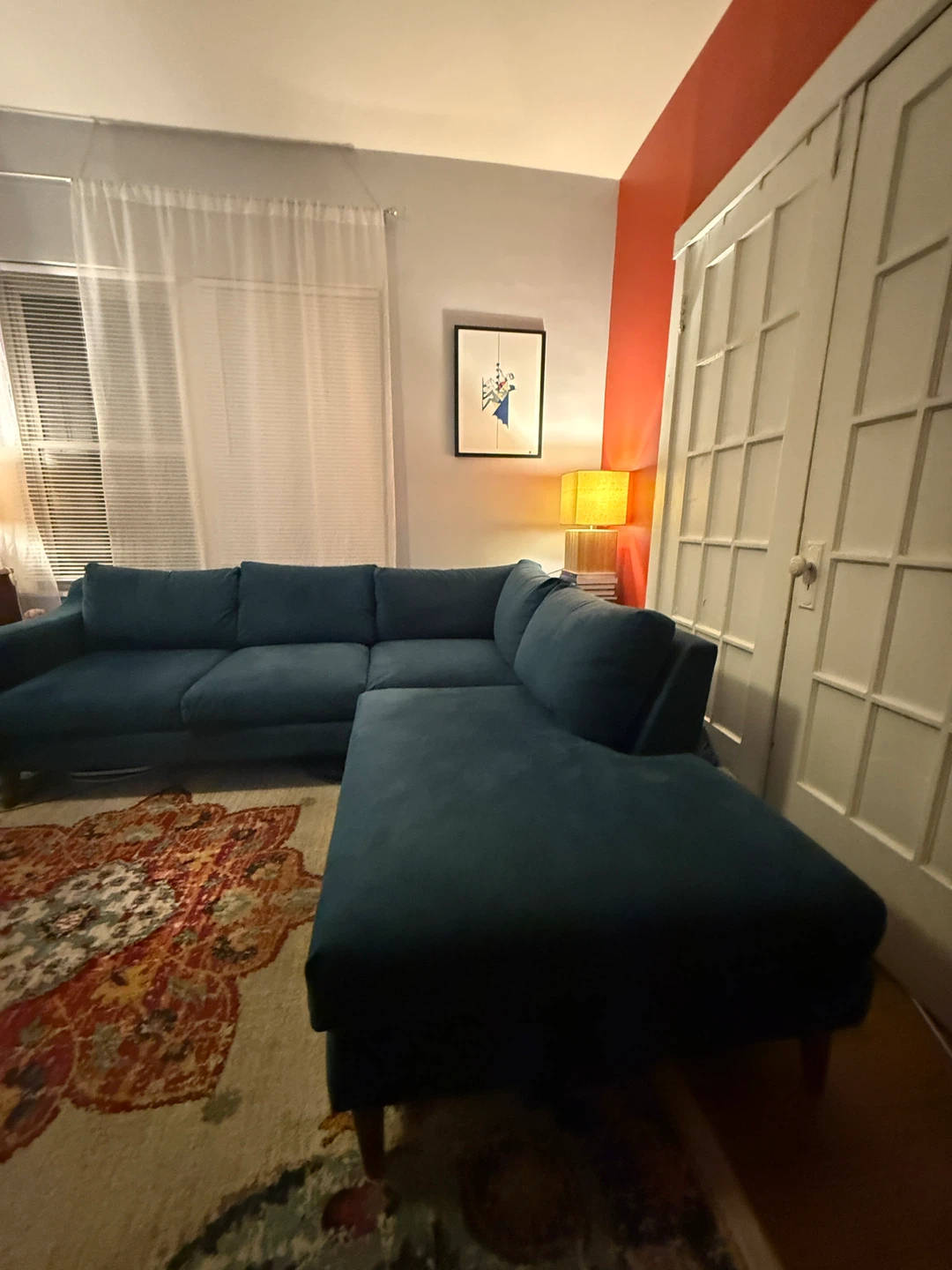 Modern Blue Sectional Sofa With Chaise – Great Condition - photo 2