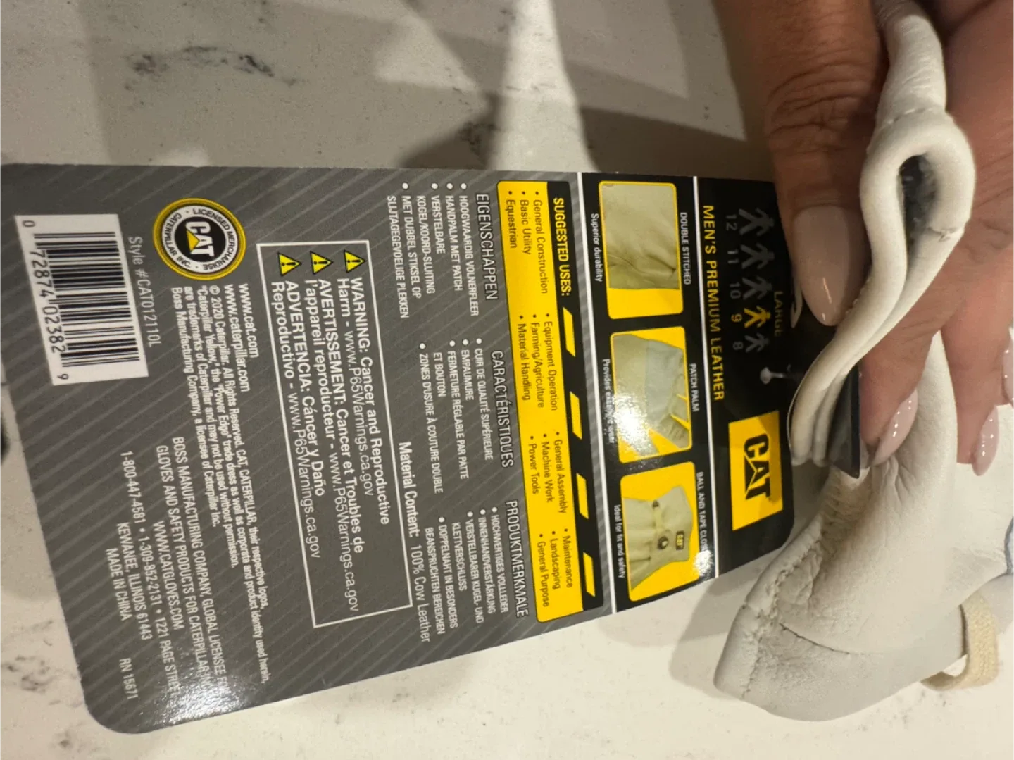 CAT Men's Premium Leather Work Gloves - Large image indicator(4)