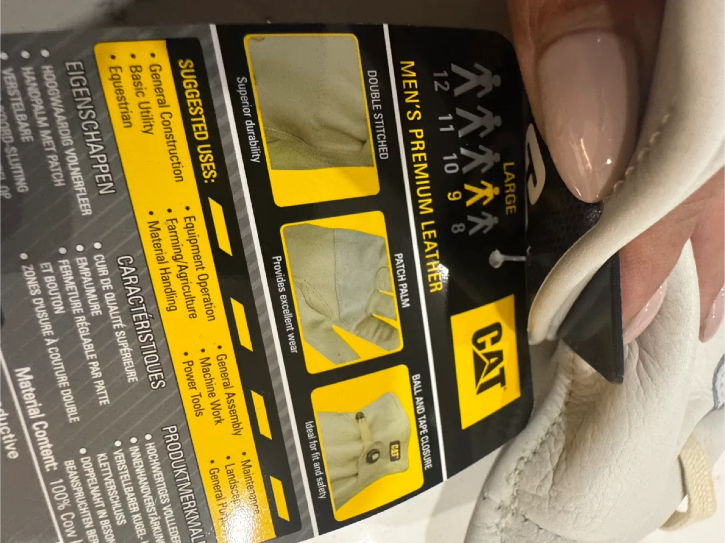 CAT Men's Premium Leather Work Gloves - Large image indicator(3)