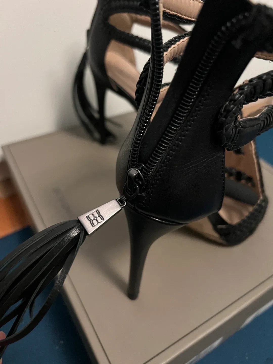 BCBG Black Woven Heels, Size 5 image indicator(4)