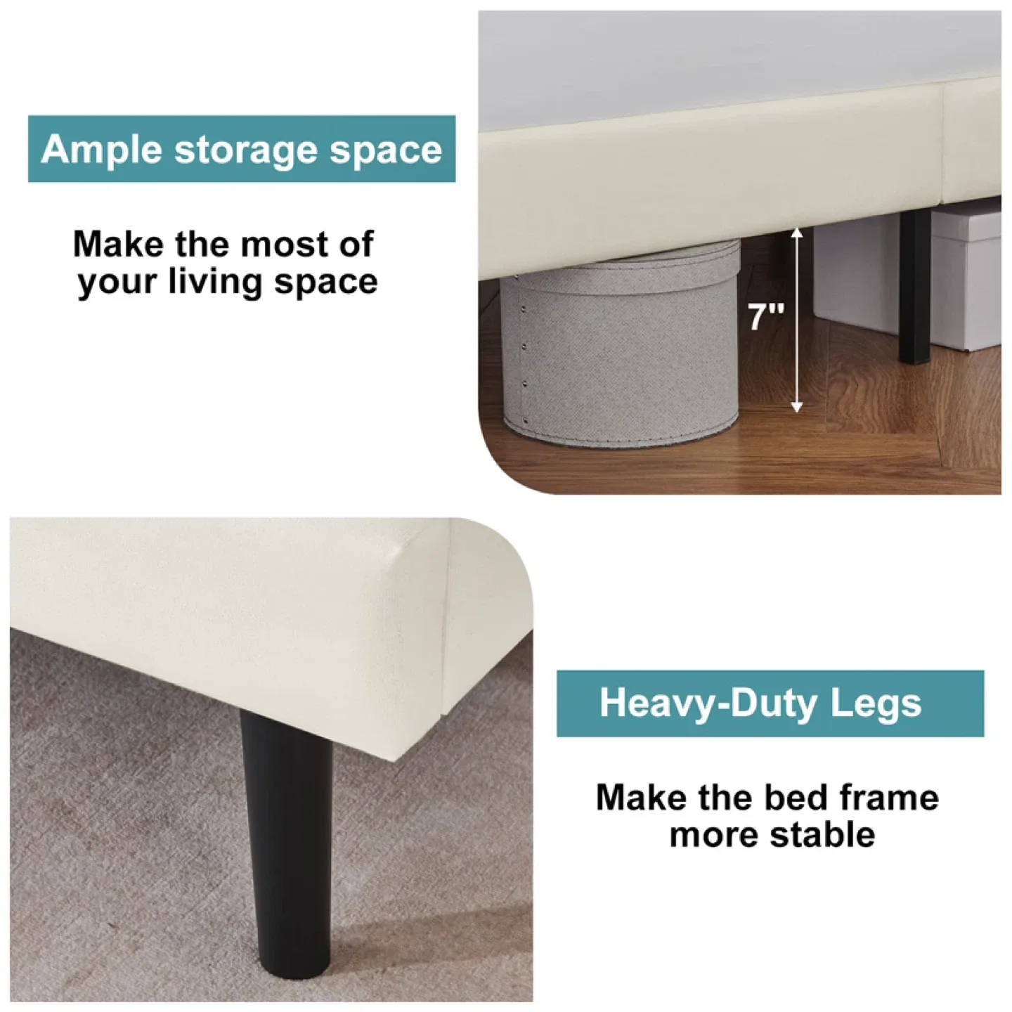 Queen IYEE NATURE Premium Upholstered Platform BedFrame image indicator(4)