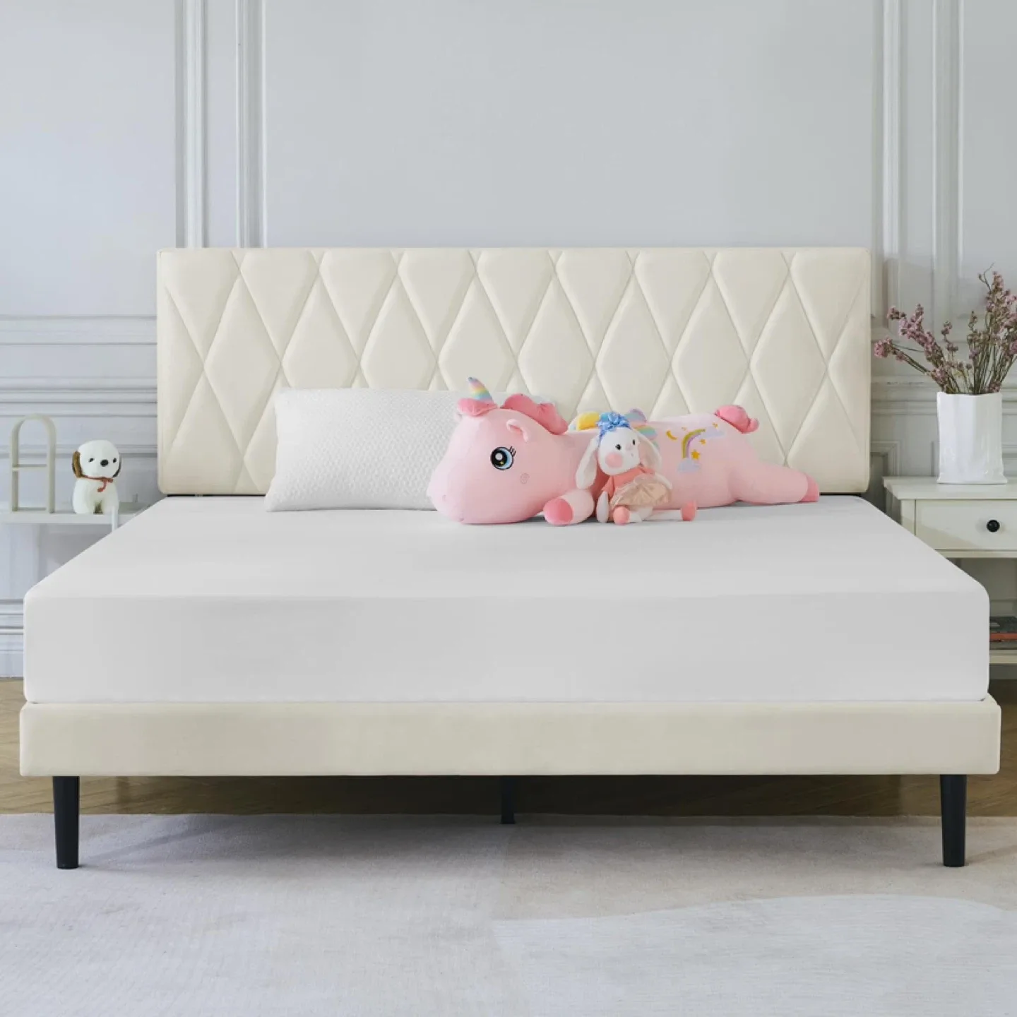 Queen IYEE NATURE Premium Upholstered Platform BedFrame image indicator(3)