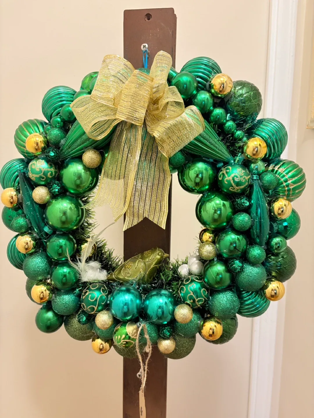 Green & Gold Ornament Wreath