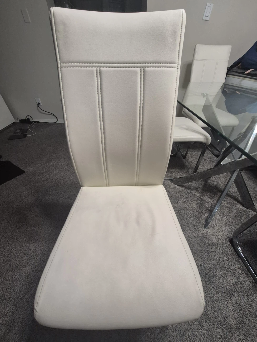 Glass Top Dining Table with 6 White Chairs - photo 2
