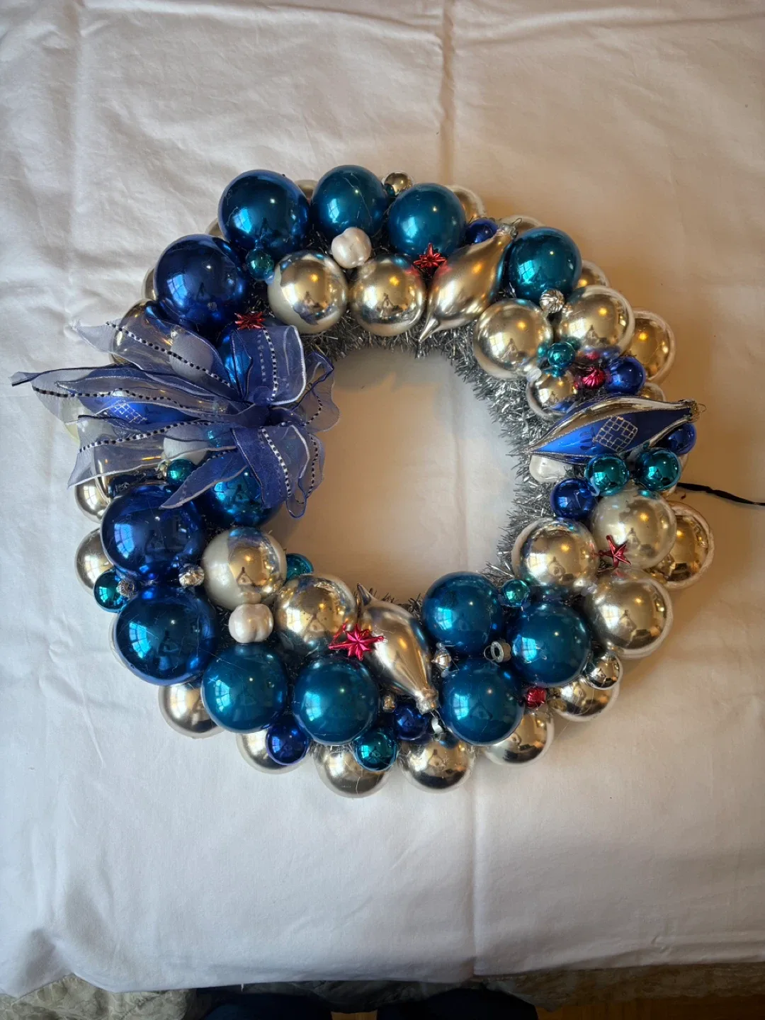 Christmas Blue & Silver Wreath