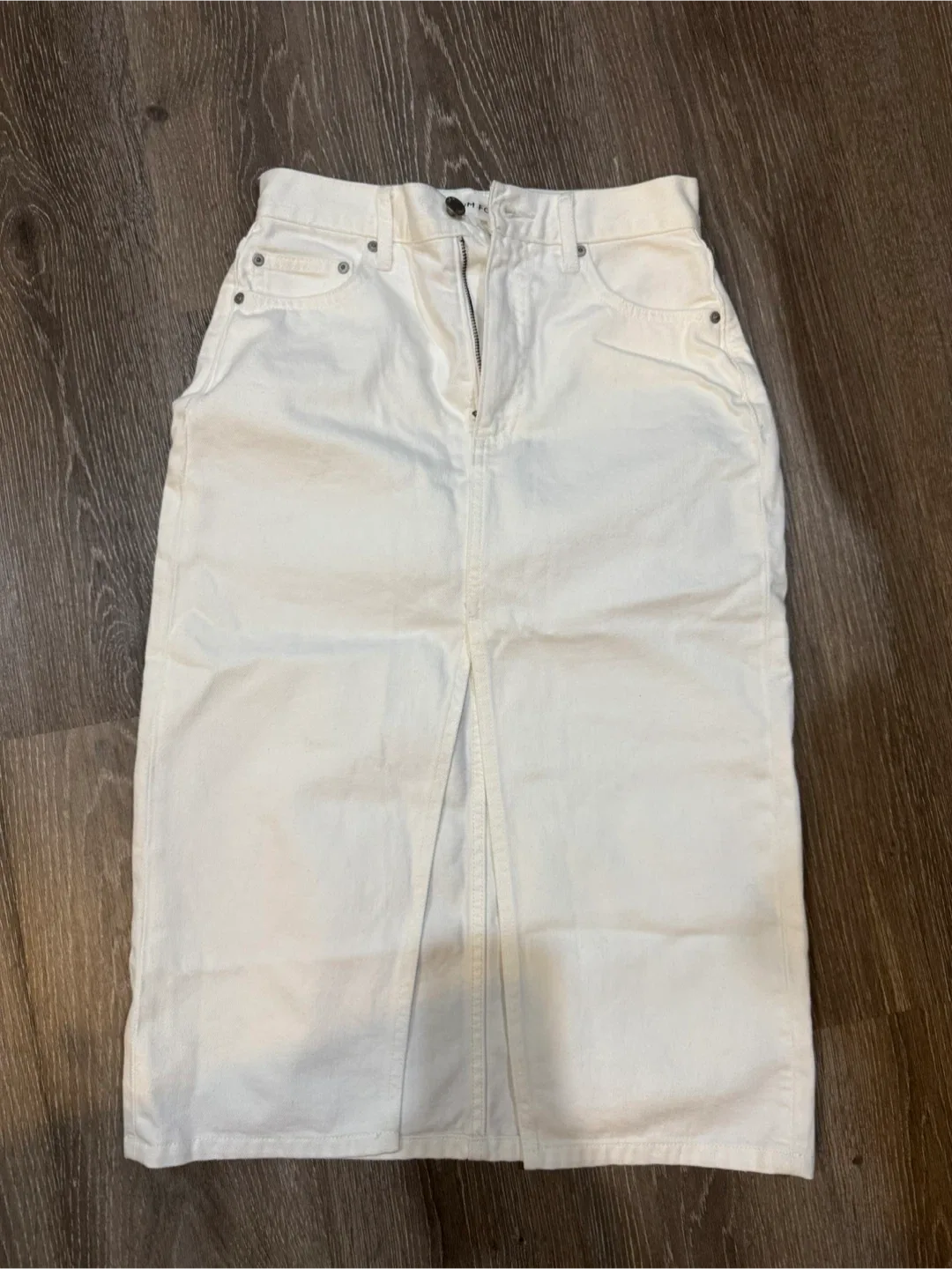 Denim Forum White Denim Skirt