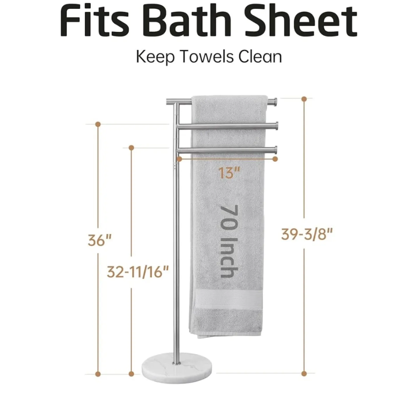 Freestanding Towel Rack with Marble Base image indicator(4)