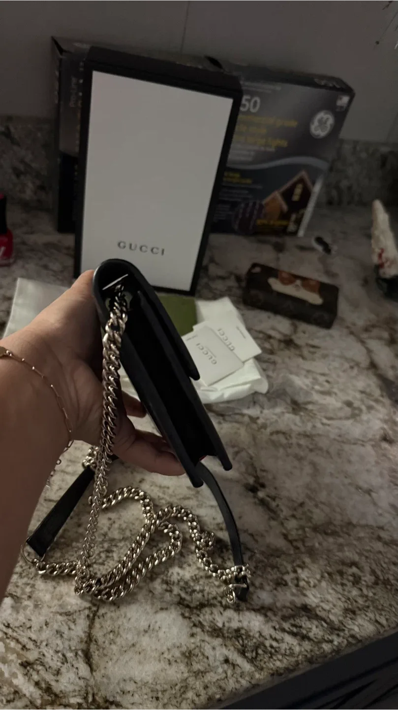 Authentic Gucci Wallet on Chain Black check more pictures image indicator(10)