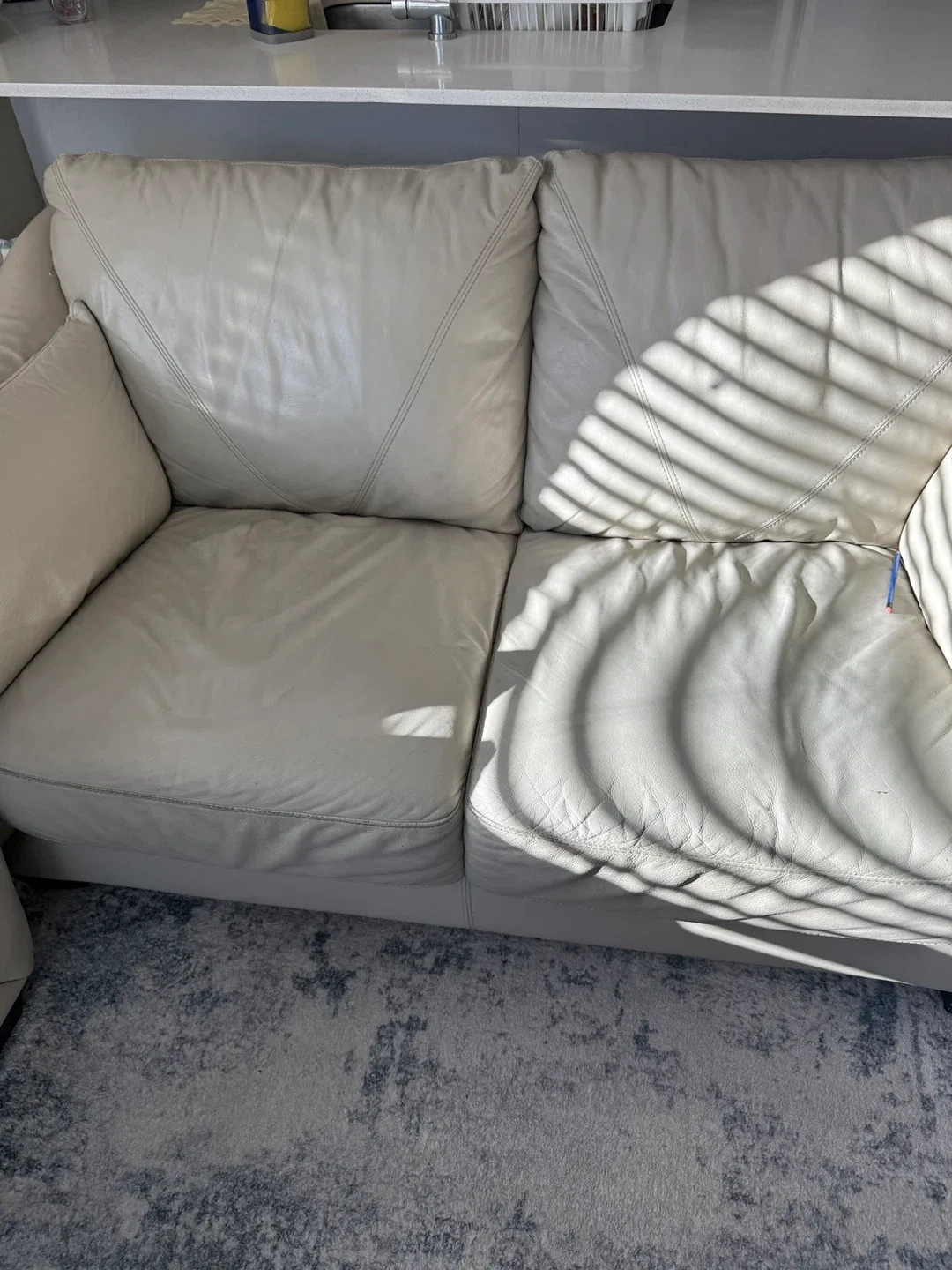 Leather Sofa - Off White