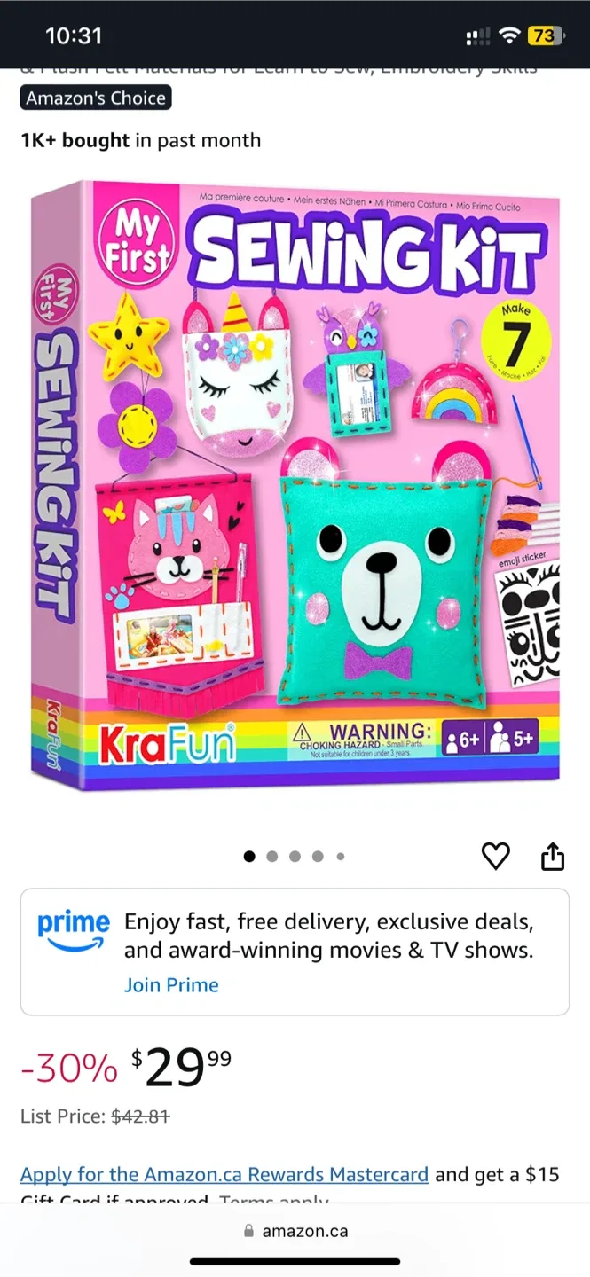 KraFun My First Sewing Kit - Ages 6+ image indicator(2)