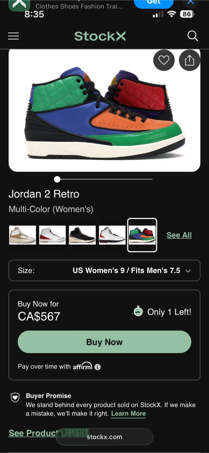 Jordan 2 Retro Multi-Color (unisex) US 9 women US 7.5 men - photo 2