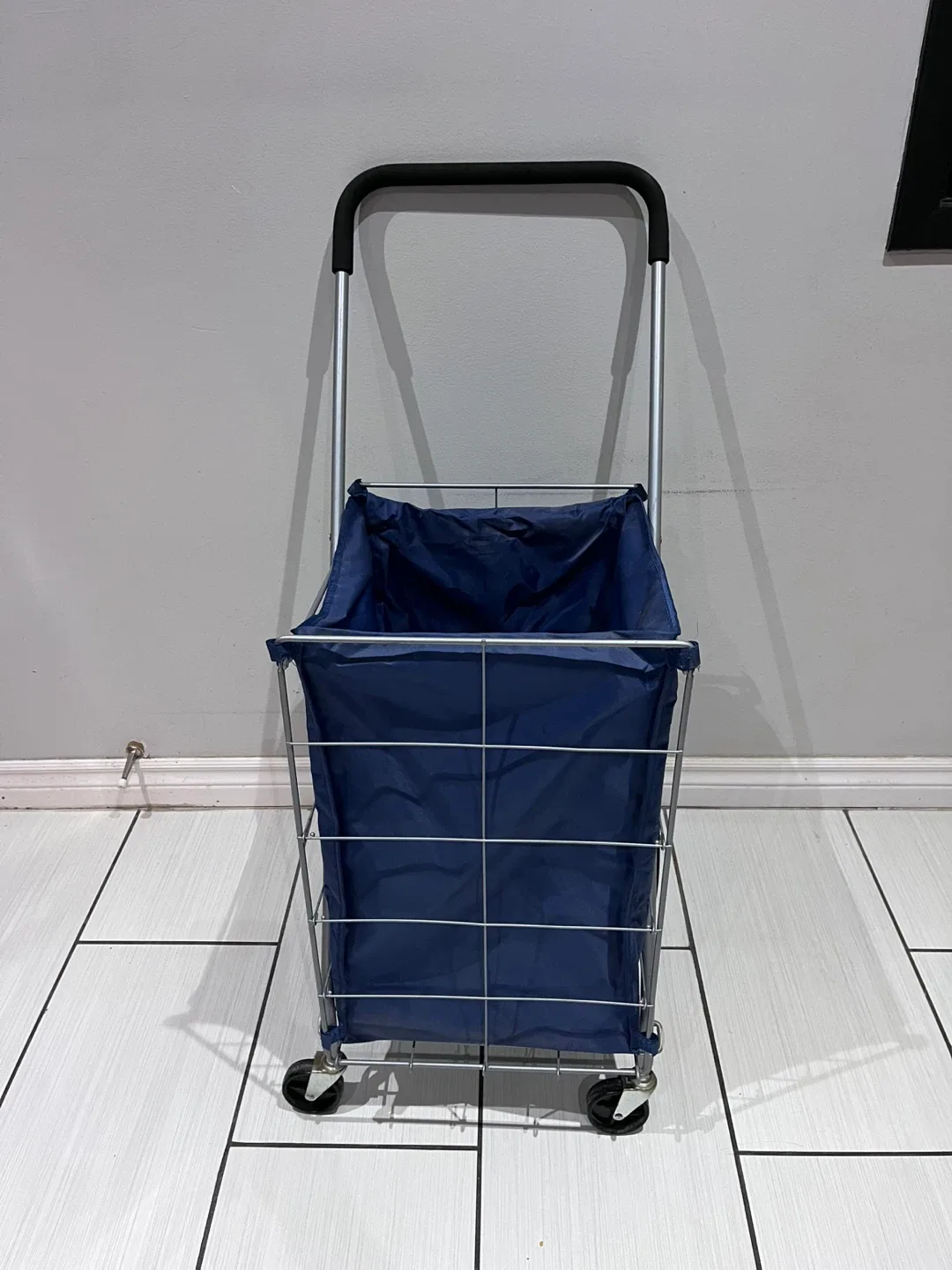 Blue Rolling Laundry or Shopping Cart