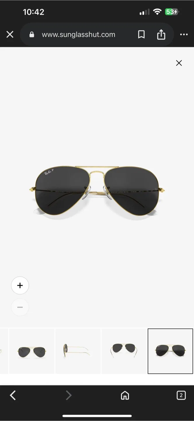 Ray-Ban Aviator Classic Sunglasses - Gold Frame, black Lenses image indicator(9)