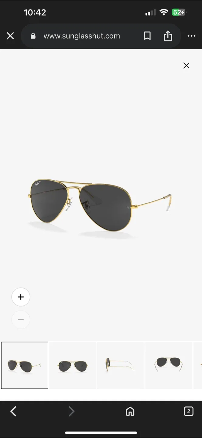 Ray-Ban Aviator Classic Sunglasses - Gold Frame, black Lenses image indicator(8)