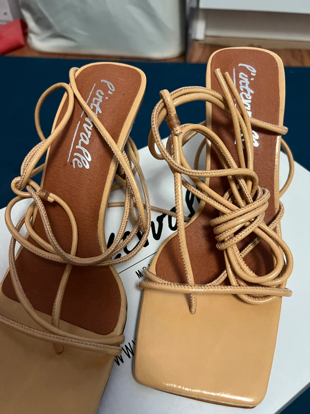 L'intervalle Kissamos Nude Leather Heels - Size 6 - photo 3