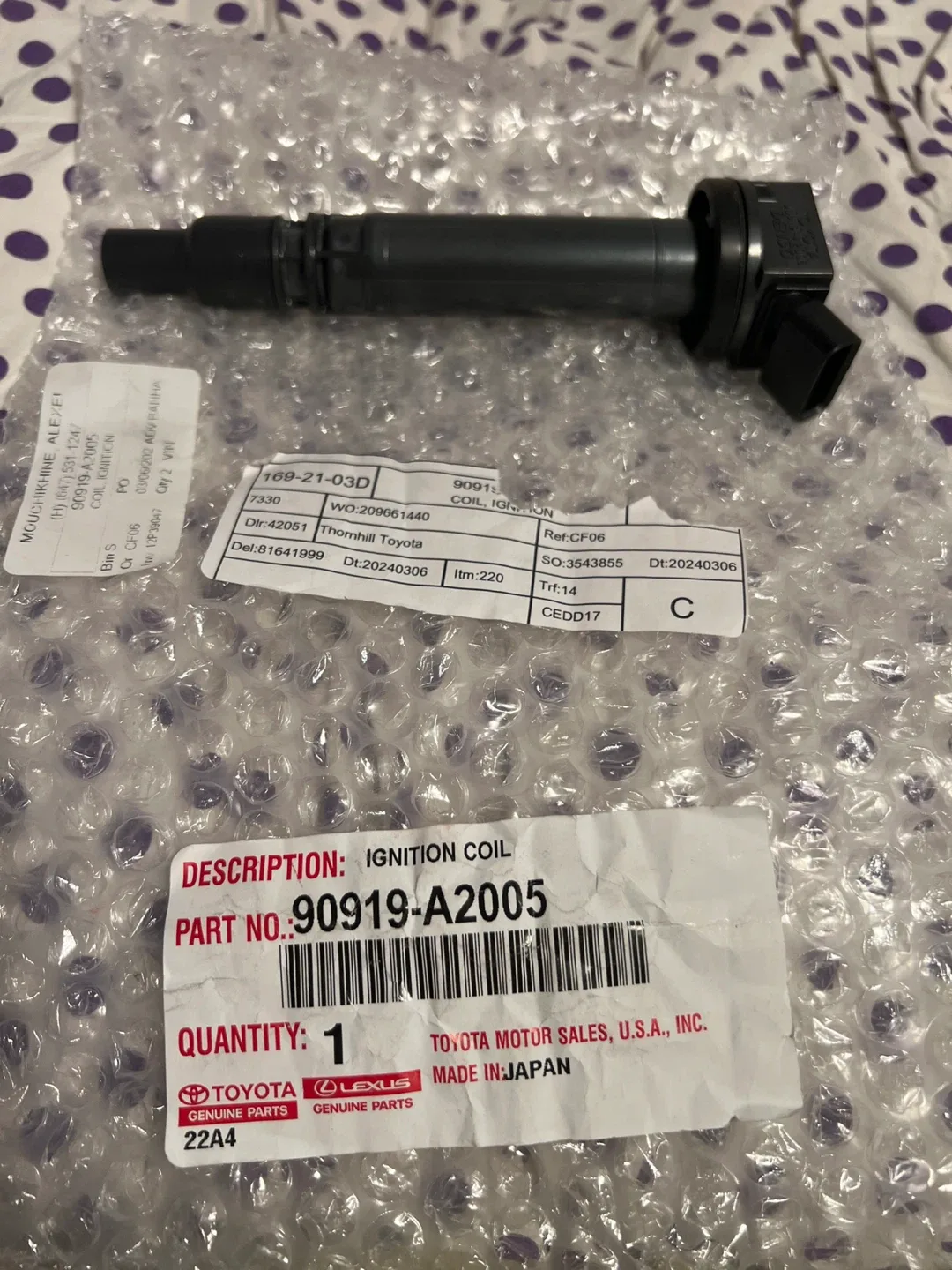 Toyota Denso Ignition Coil 90919-A2005