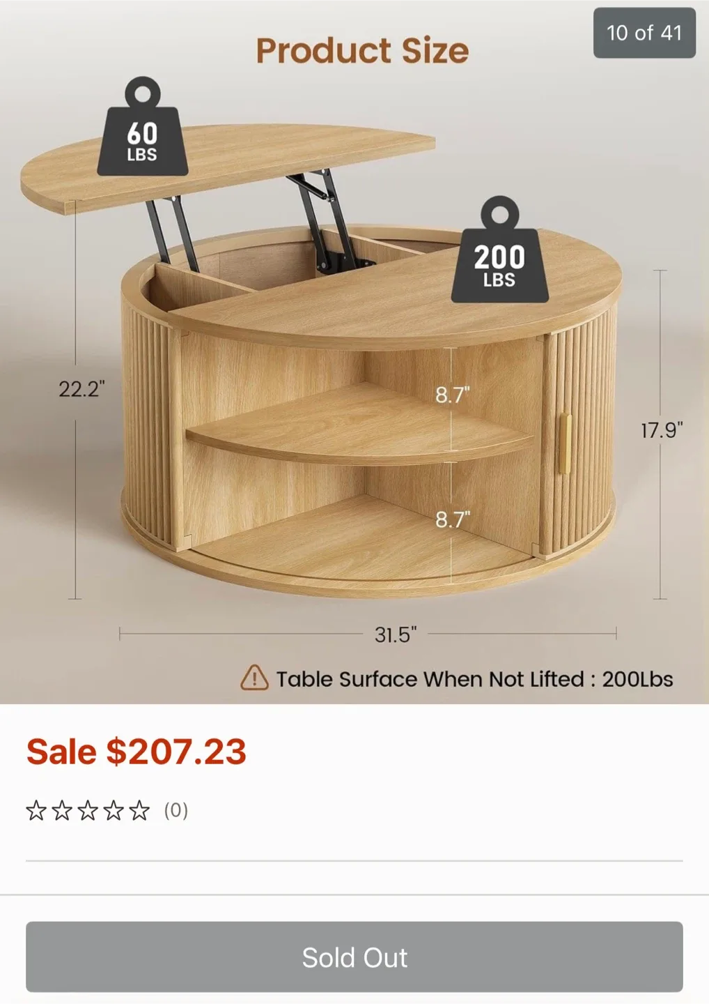 Round Lift Top Coffee Table from Bed Bath and Beyond image indicator(4)