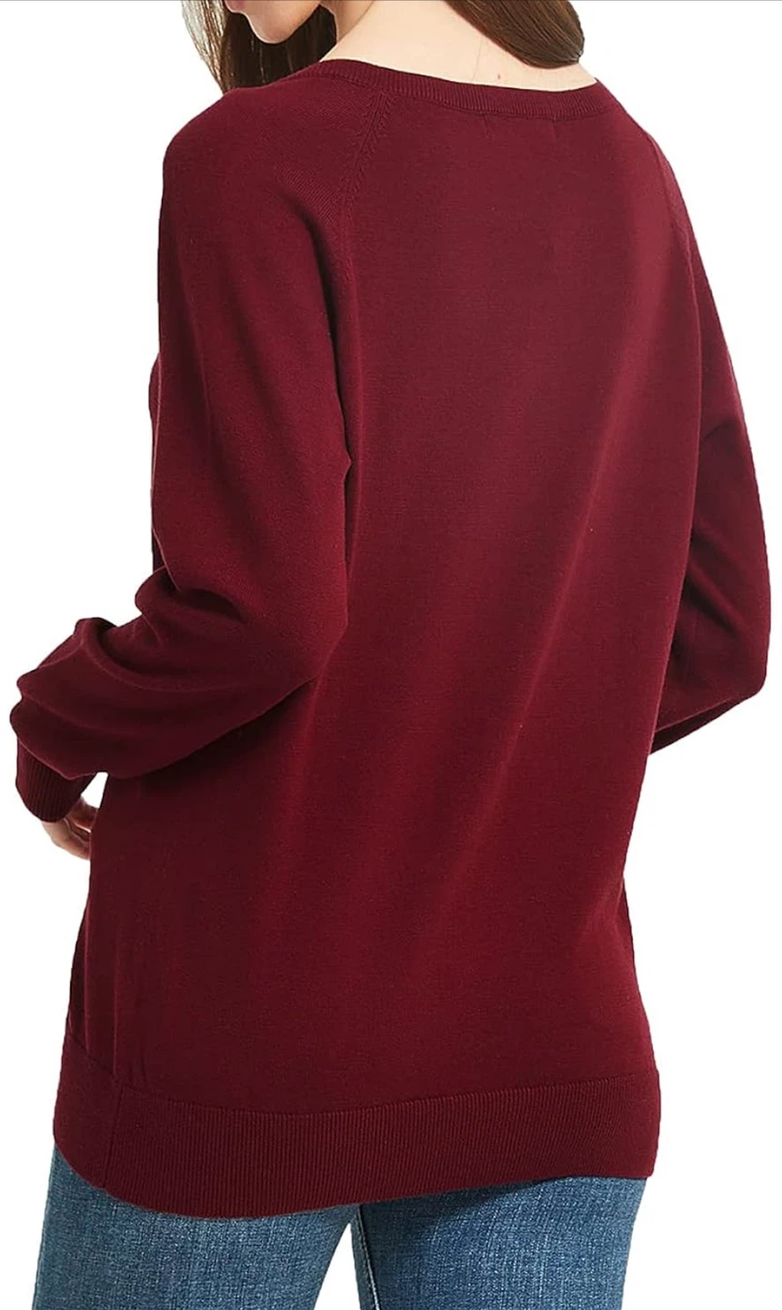 NEW! KALLSPIN Womens Classic Burgundy V-Neck Sweater - photo 2