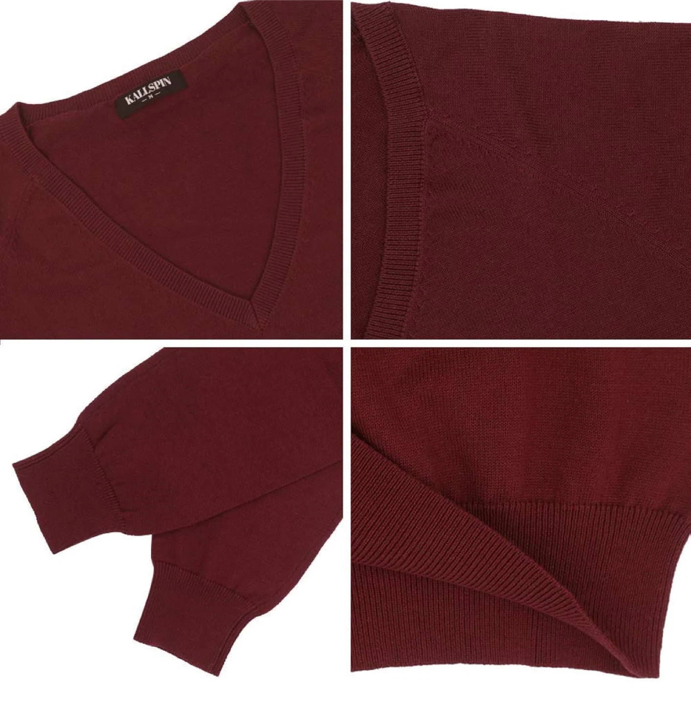 NEW! KALLSPIN Womens Classic Burgundy V-Neck Sweater - photo 5