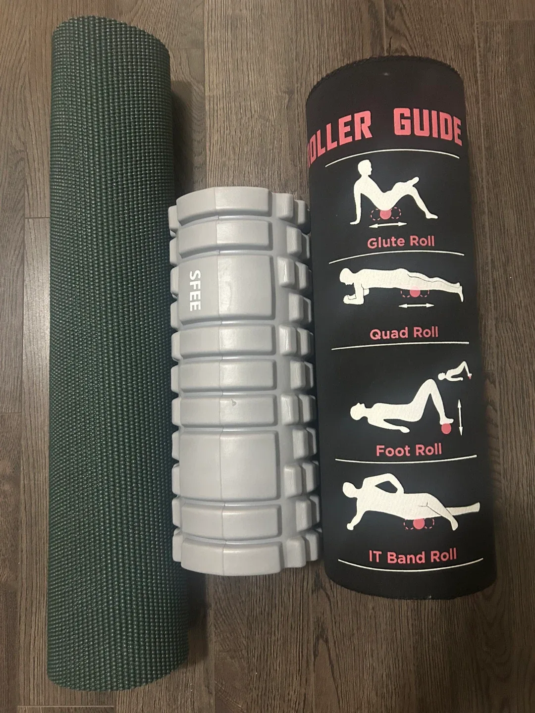 Foam Roller Set - Green Yoga Mat, Sfee Roller