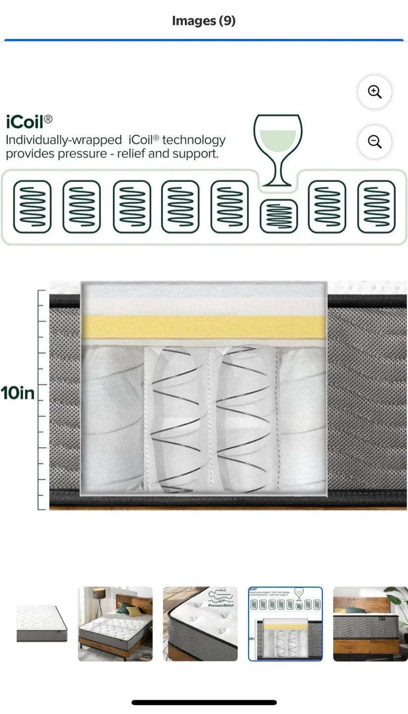 Zinus 10 Inch Hybrid Mattress (King Size) ✨ image indicator(3)