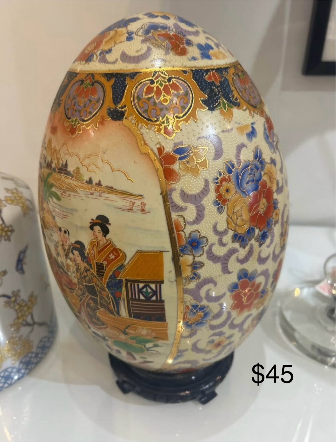 Decorative Egg Figurine - Asian Design