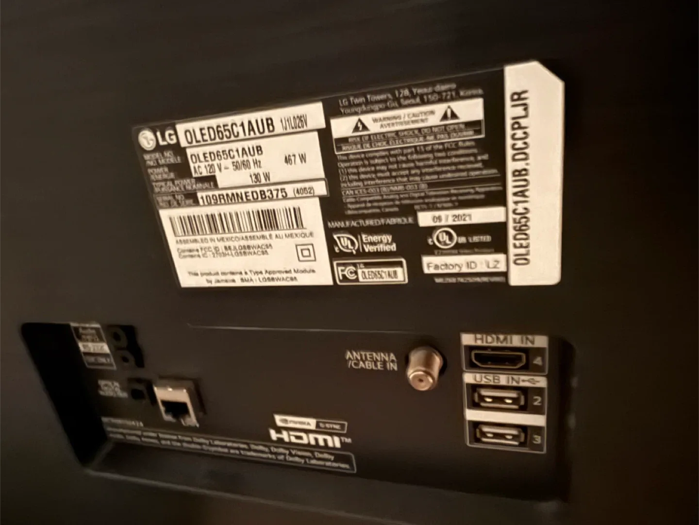 LG 65 inch OLED C1 TV image indicator(5)