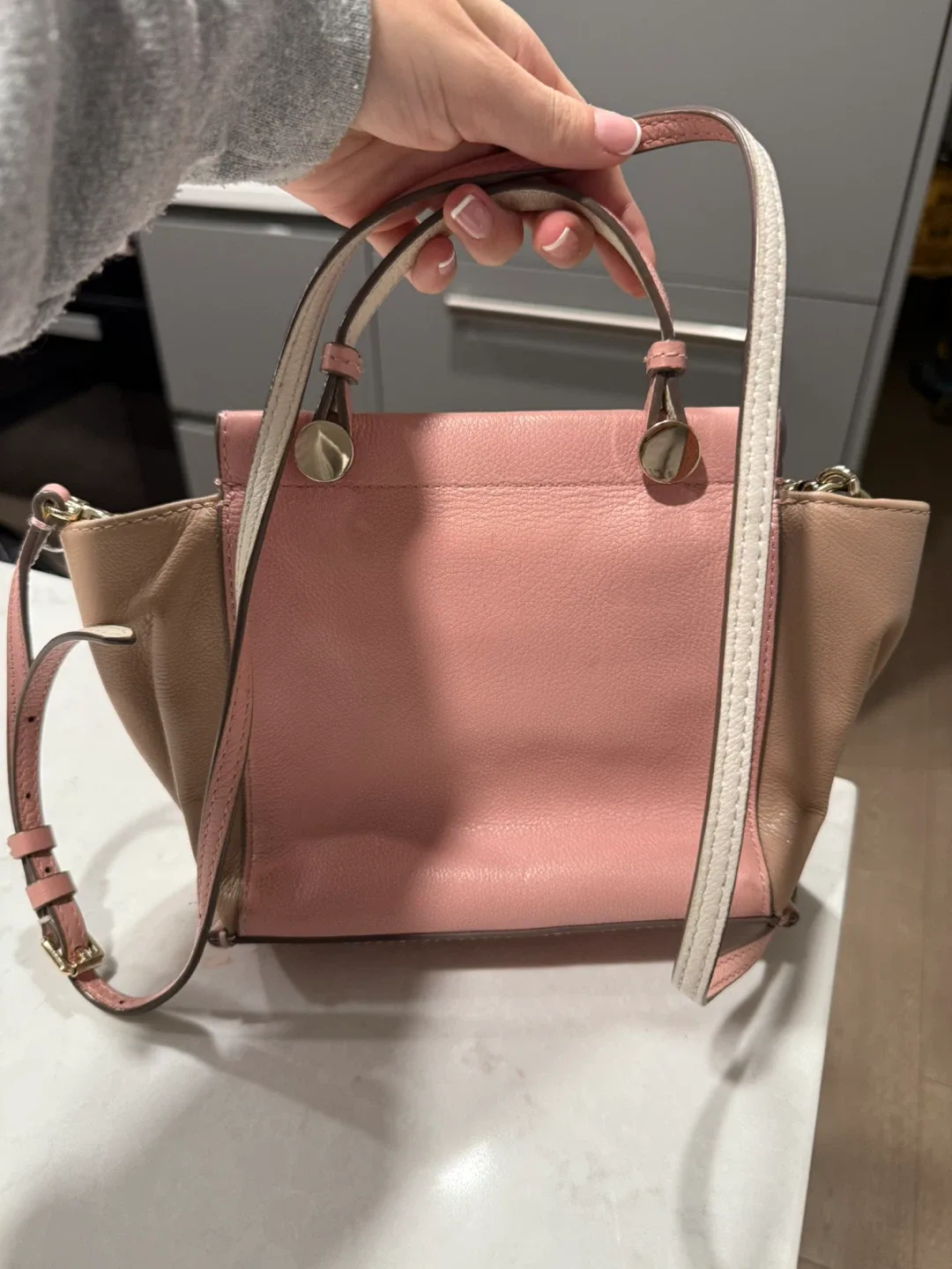Mimco Pink/Beige Leather Handbag image indicator(4)
