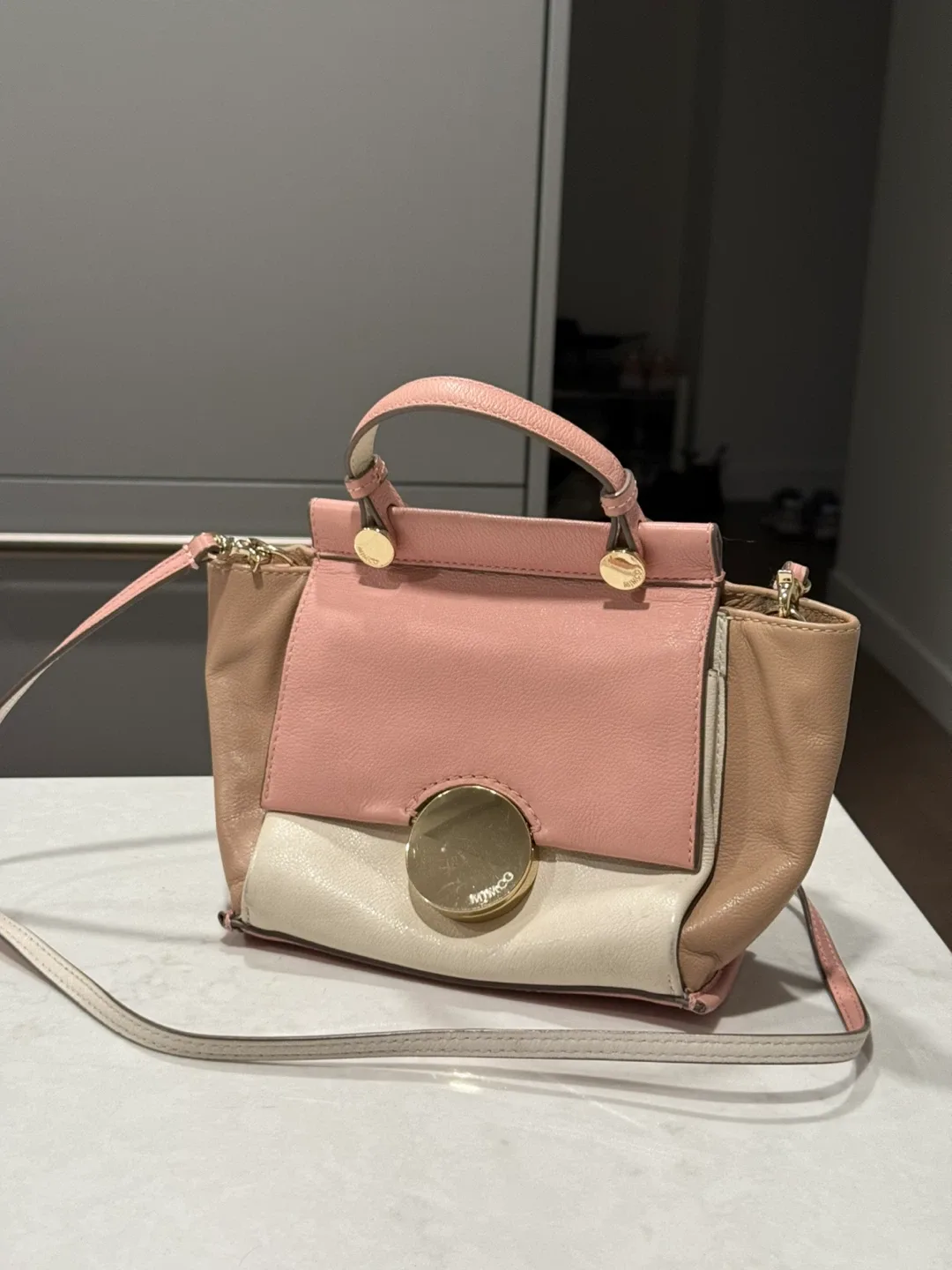 Mimco Pink/Beige Leather Handbag
