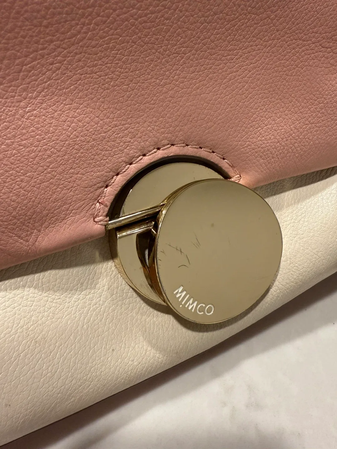 Mimco Pink/Beige Leather Handbag image indicator(5)