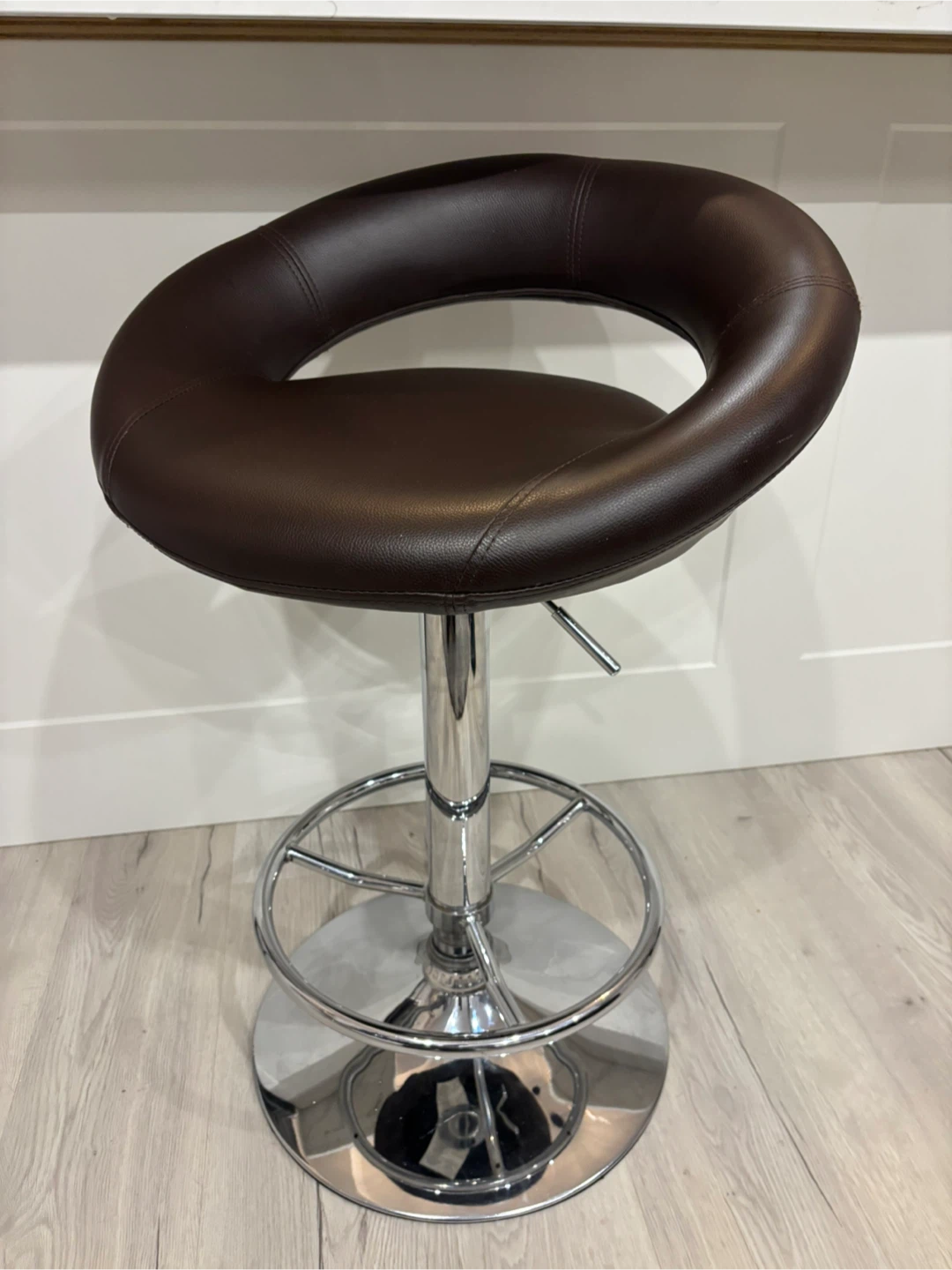 Brown Leather Swivel Bar Stool - photo 5