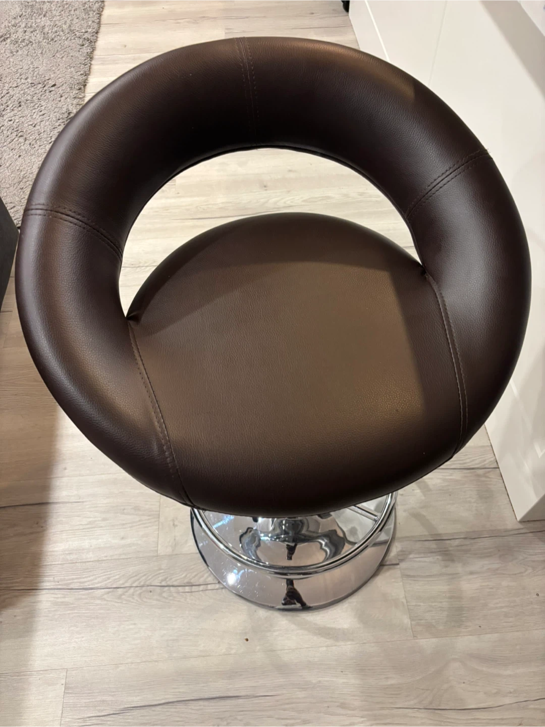 Brown Leather Swivel Bar Stool - photo 3