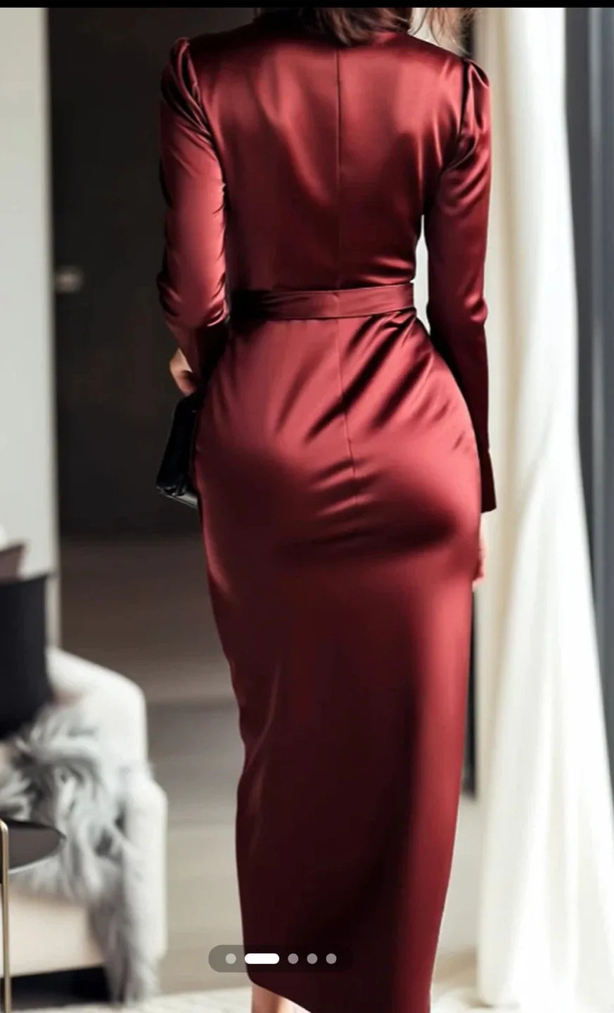 Burgundy Wrap Dress image indicator(2)