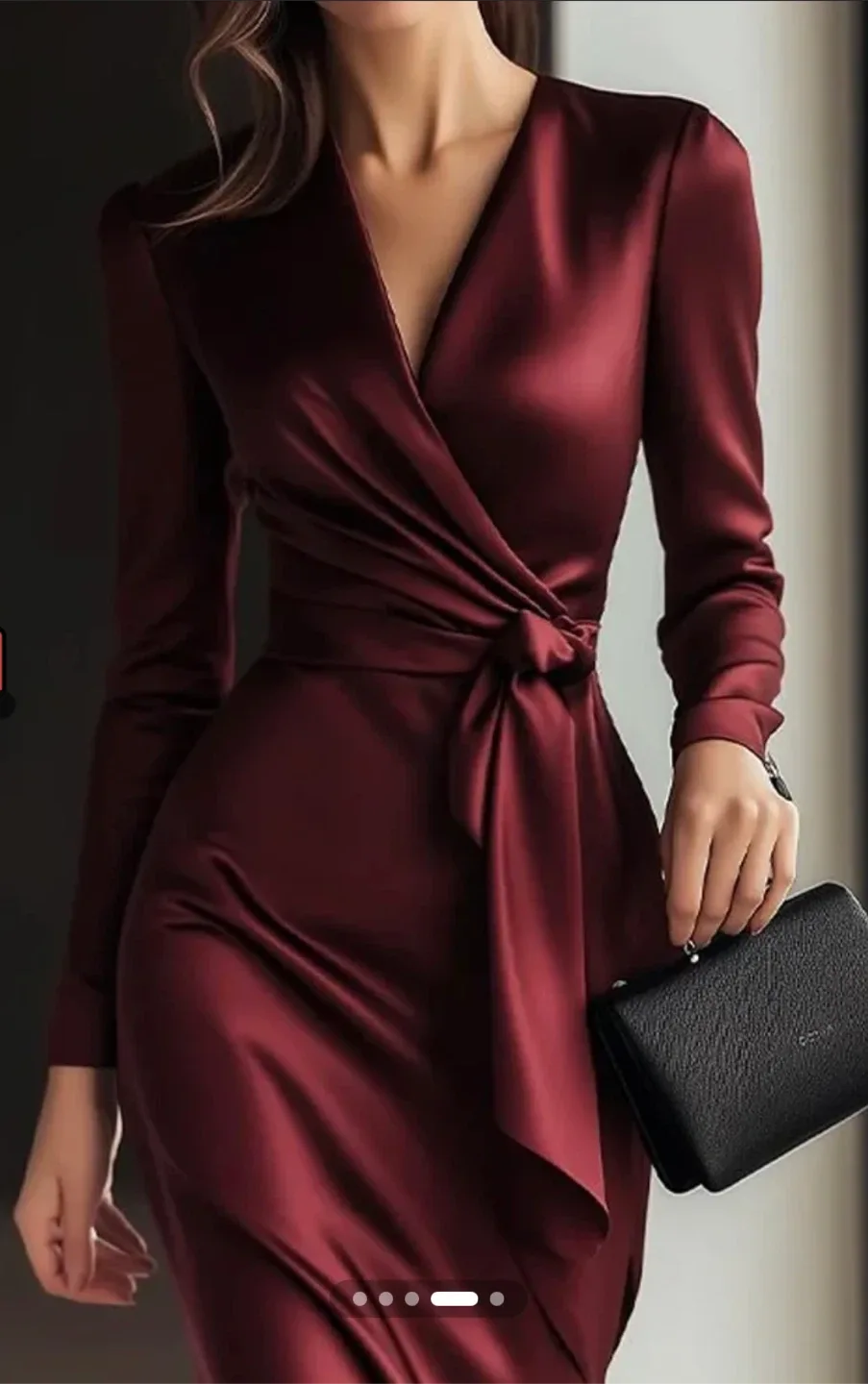 Burgundy Wrap Dress image indicator(3)