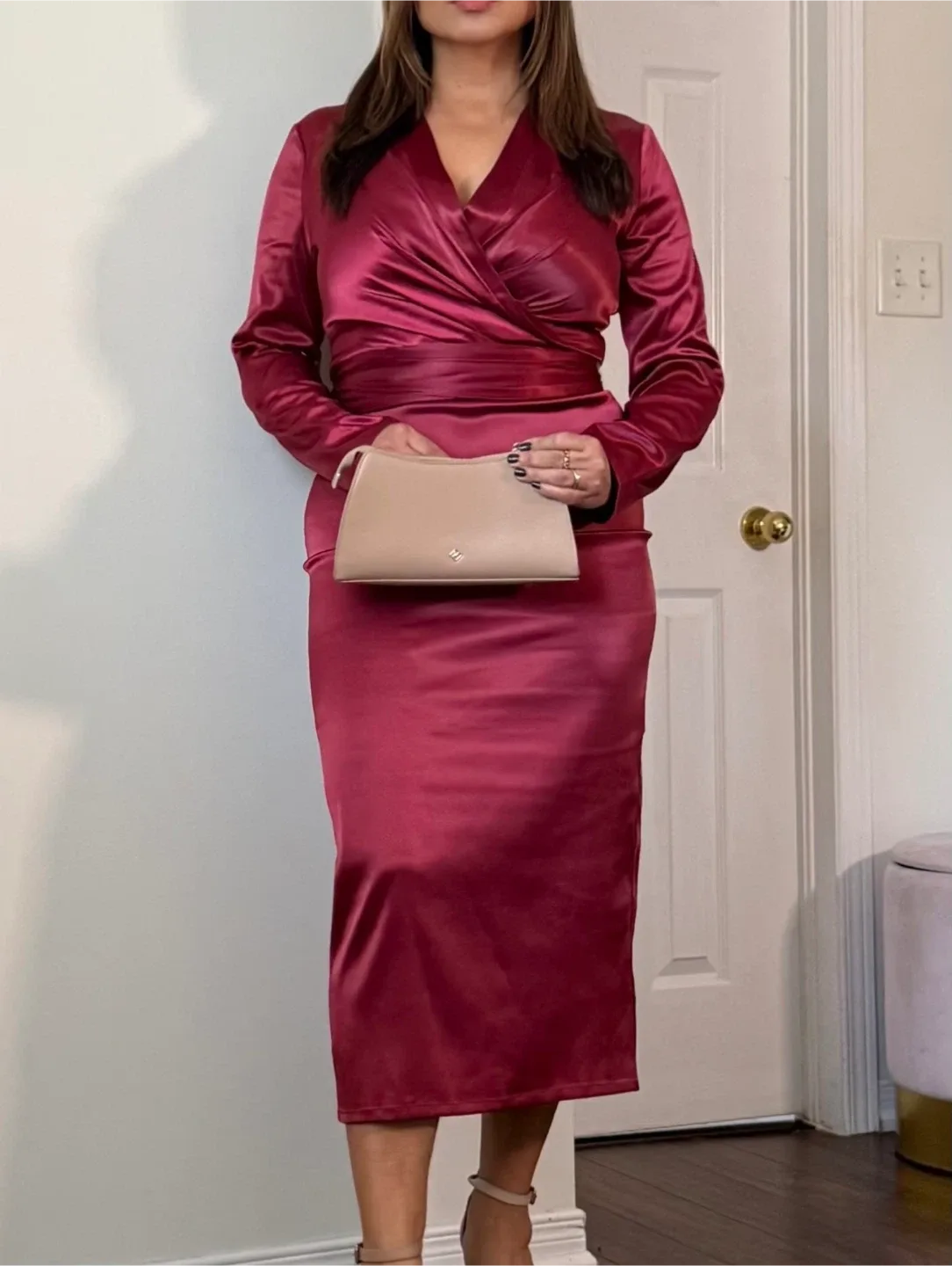 Burgundy Wrap Dress image indicator(5)