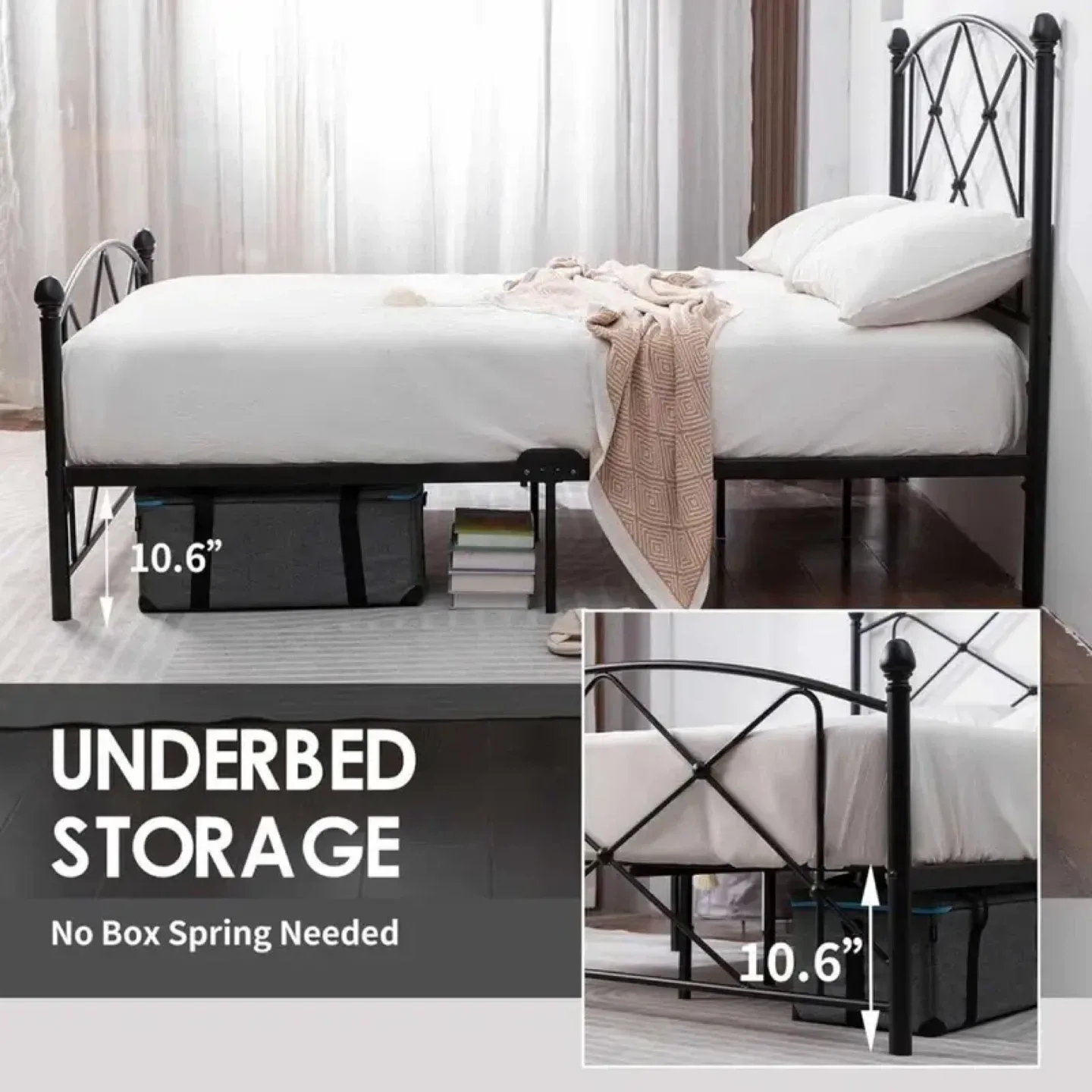 QUEEN Platform Bed Frame, No bed box needed image indicator(2)