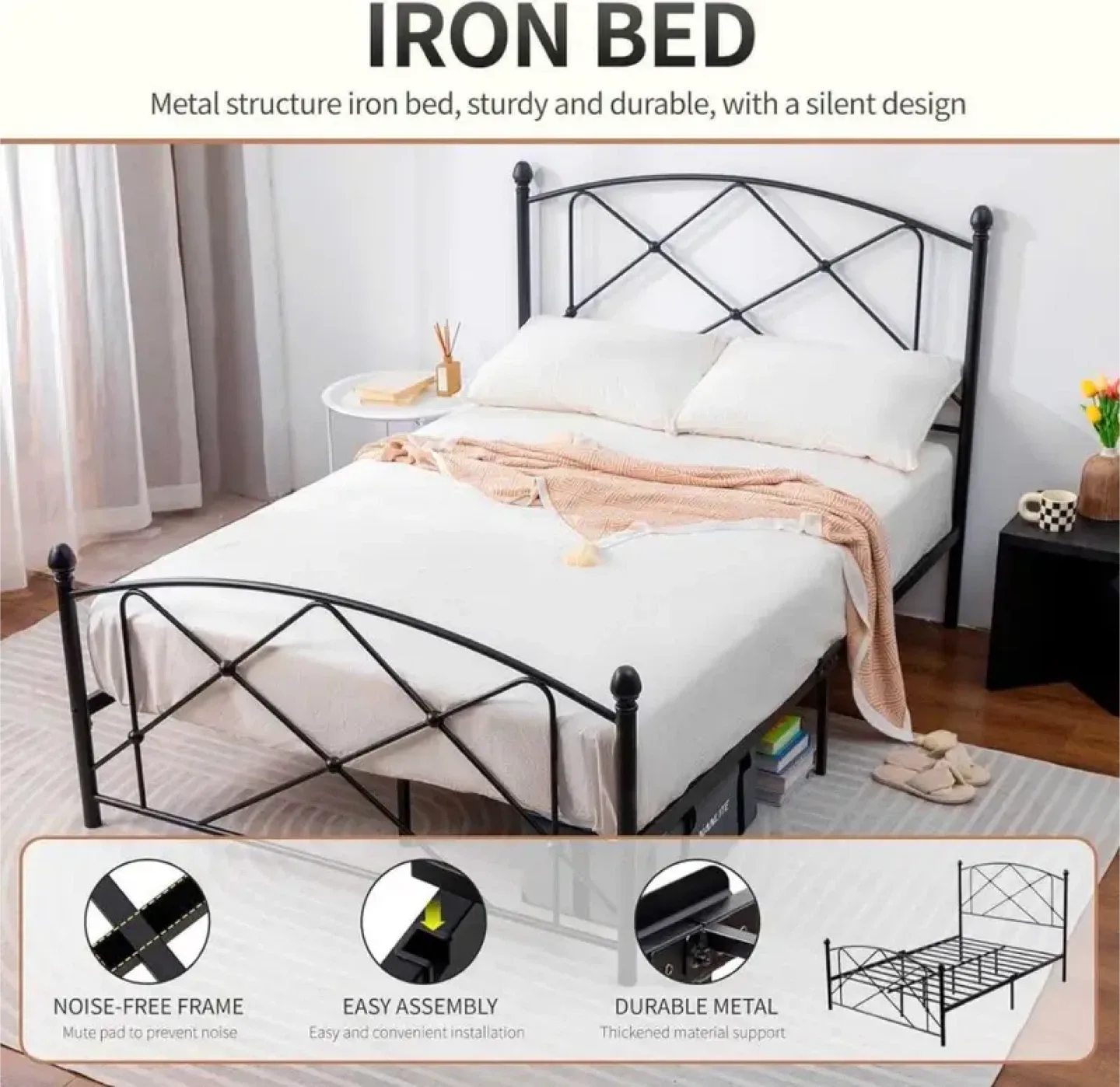 QUEEN Platform Bed Frame, No bed box needed image indicator(8)