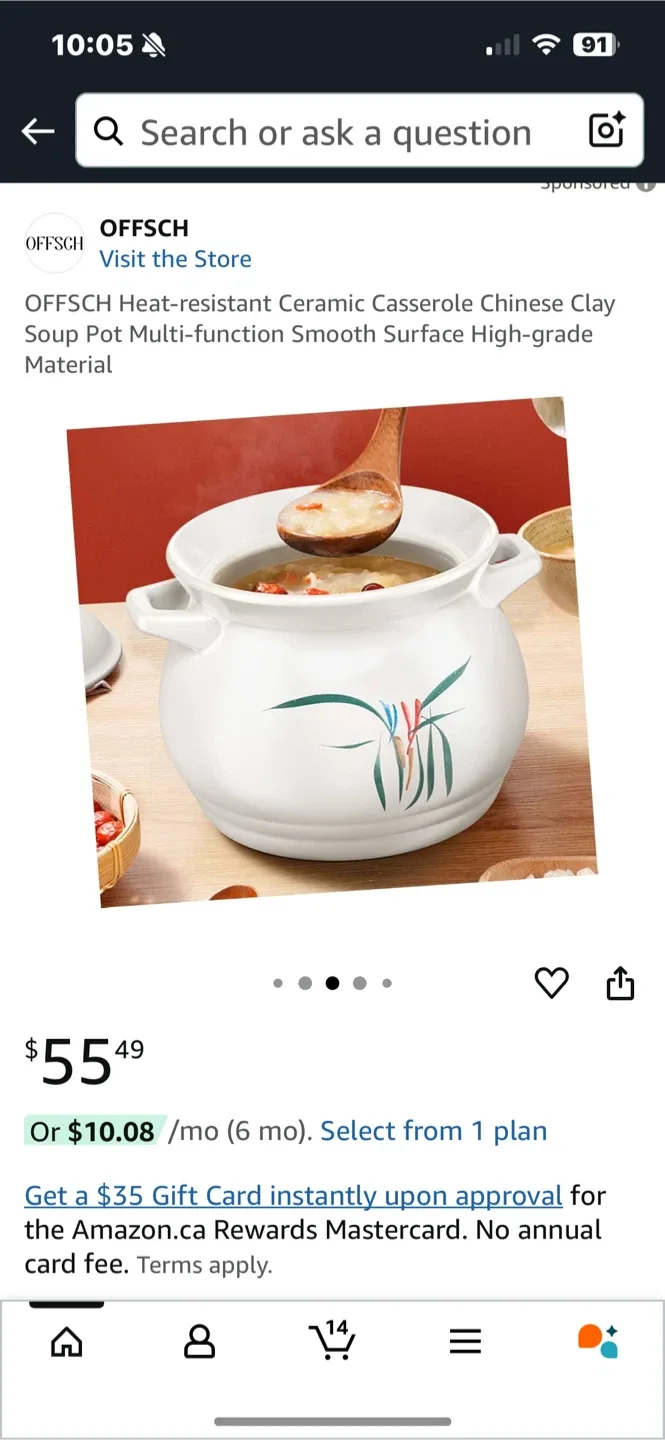 OFFSCH Ceramic Casserole Soup Pot image indicator(4)