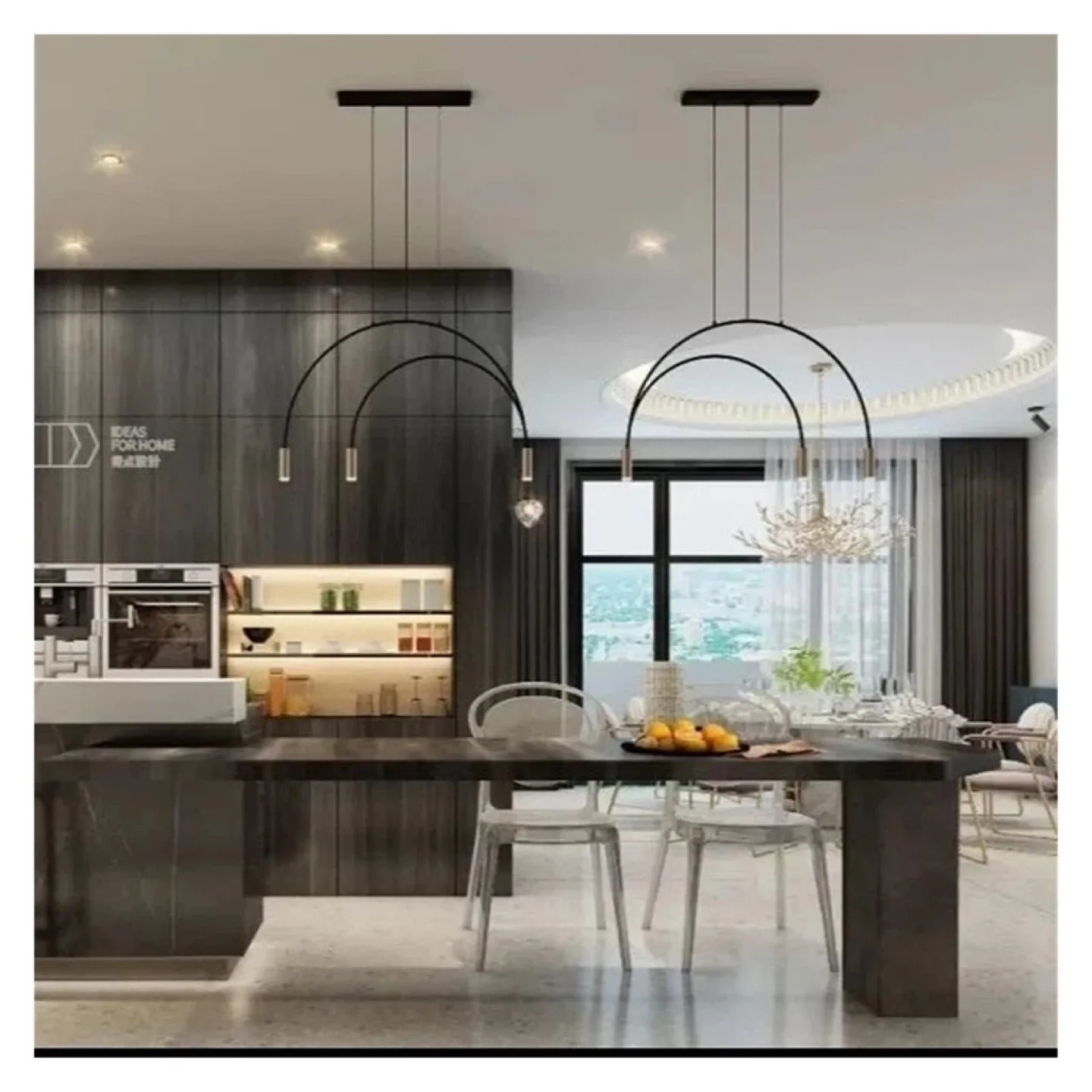 Chandelier Minimalism Post Modern arcuate Led image indicator(4)