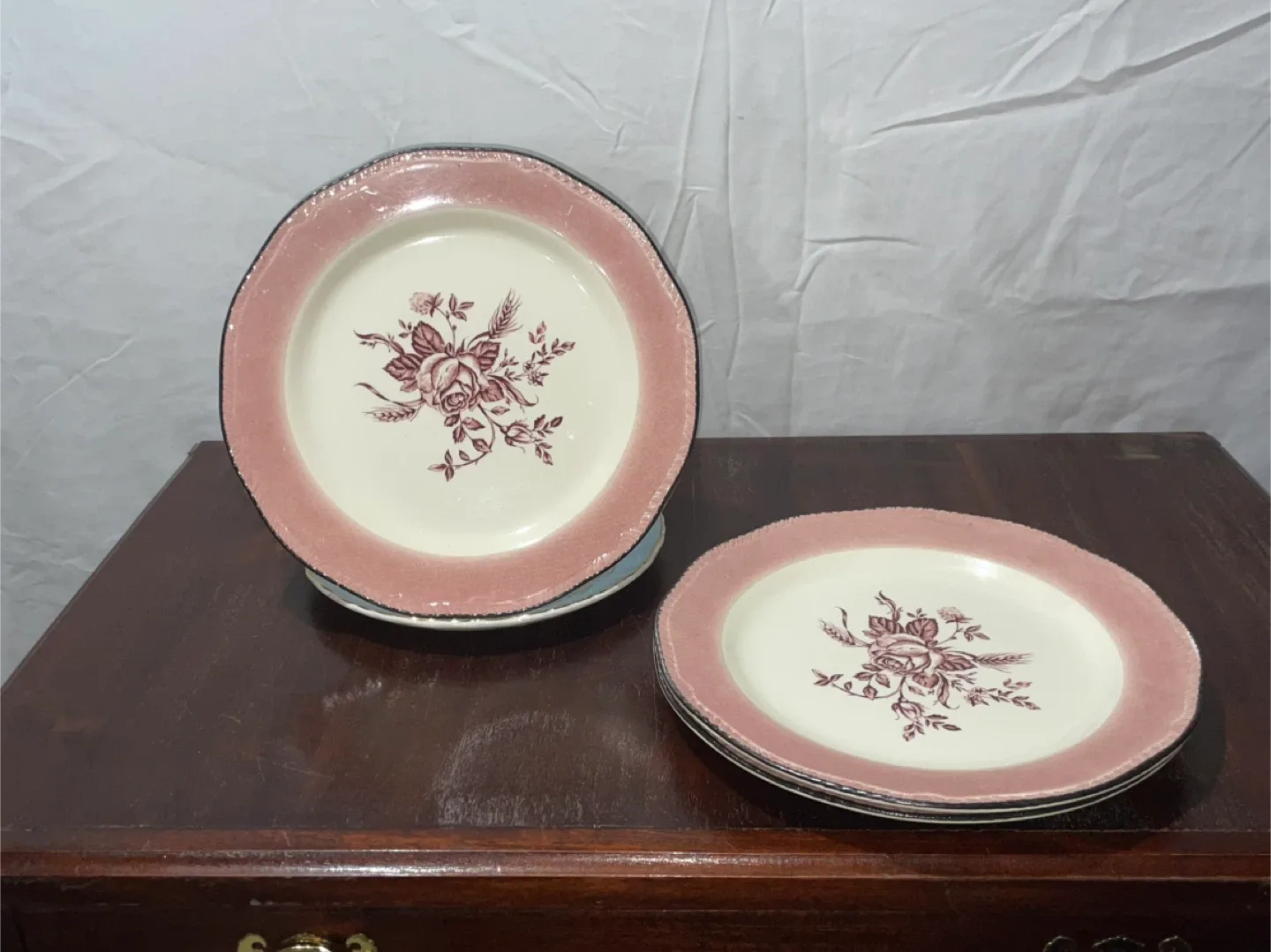 Vintage Royal Albert Pink Rose Plates image indicator(2)