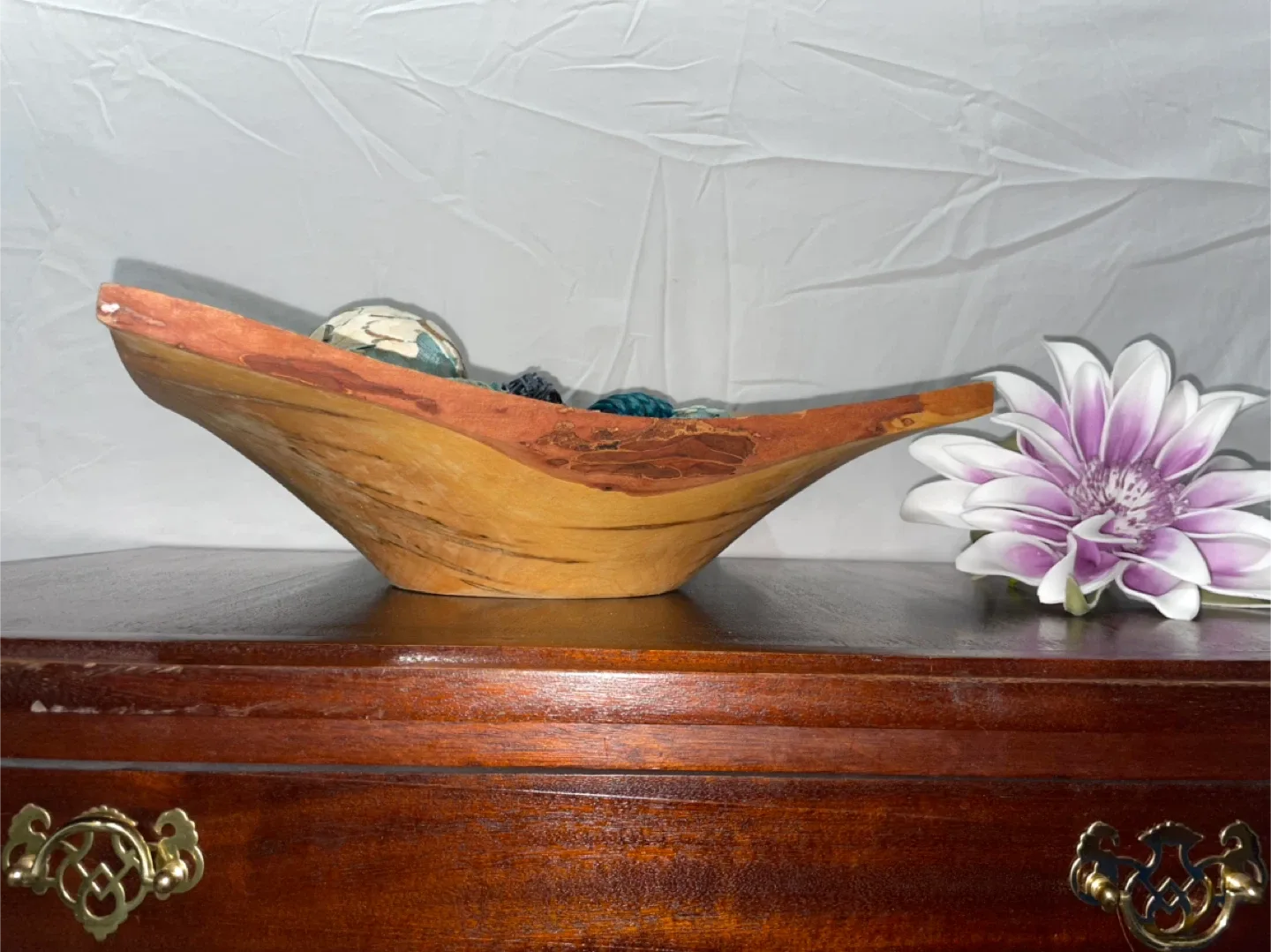 Wooden Decorative Bowl with Orbs
