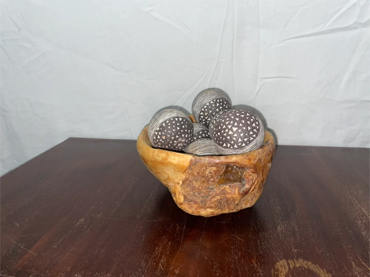 Wooden Bowl with Decorative Spheres image indicator(2)