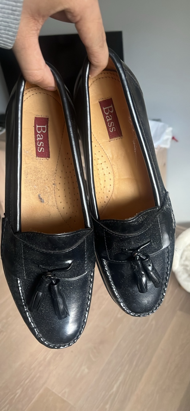 Bass Black Tassel Leather Loafers