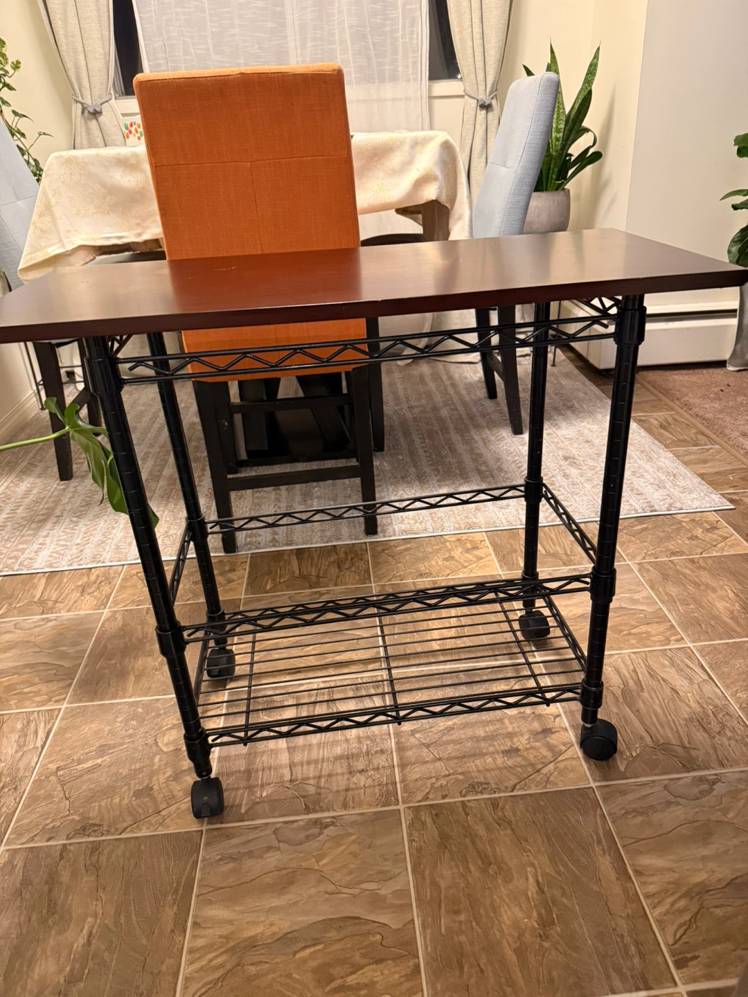 Rolling Kitchen Cart - Brown Top, Black Frame - photo 4